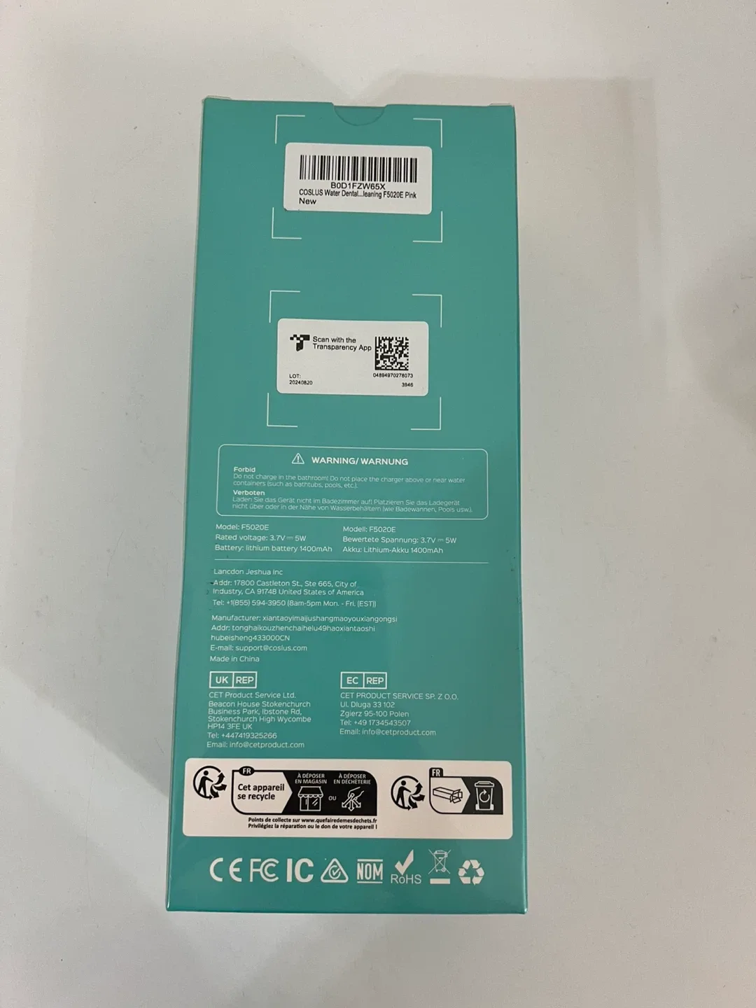 New Coslus Oral Irrigator 300ml Pink image indicator(2)