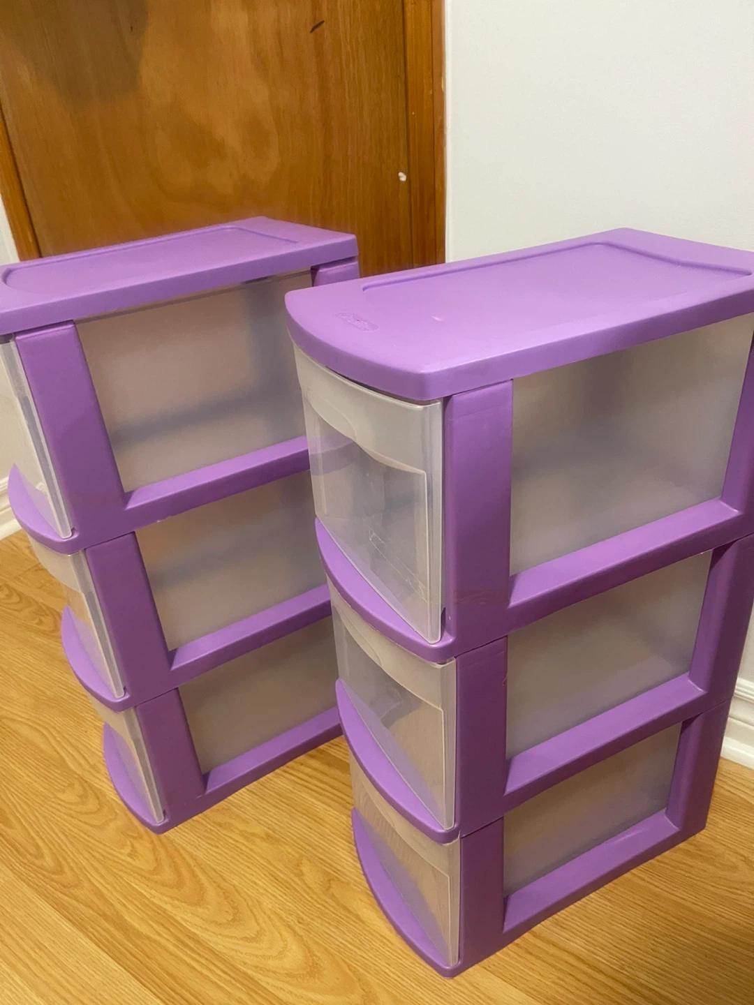 Purple 3-Drawer Storage Towers (Set of 2)