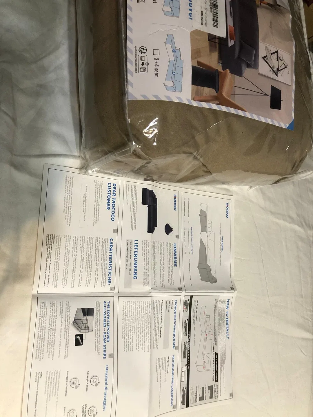 TAOCOCO Sectional Couch Cover (Taupe) 3+3 Seats image indicator(9)