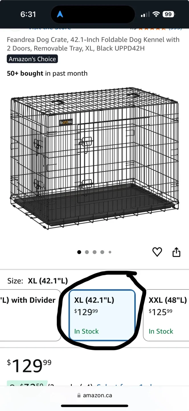 Feandrea XL Foldable Dog Kennel/Cage 42H image indicator(3)