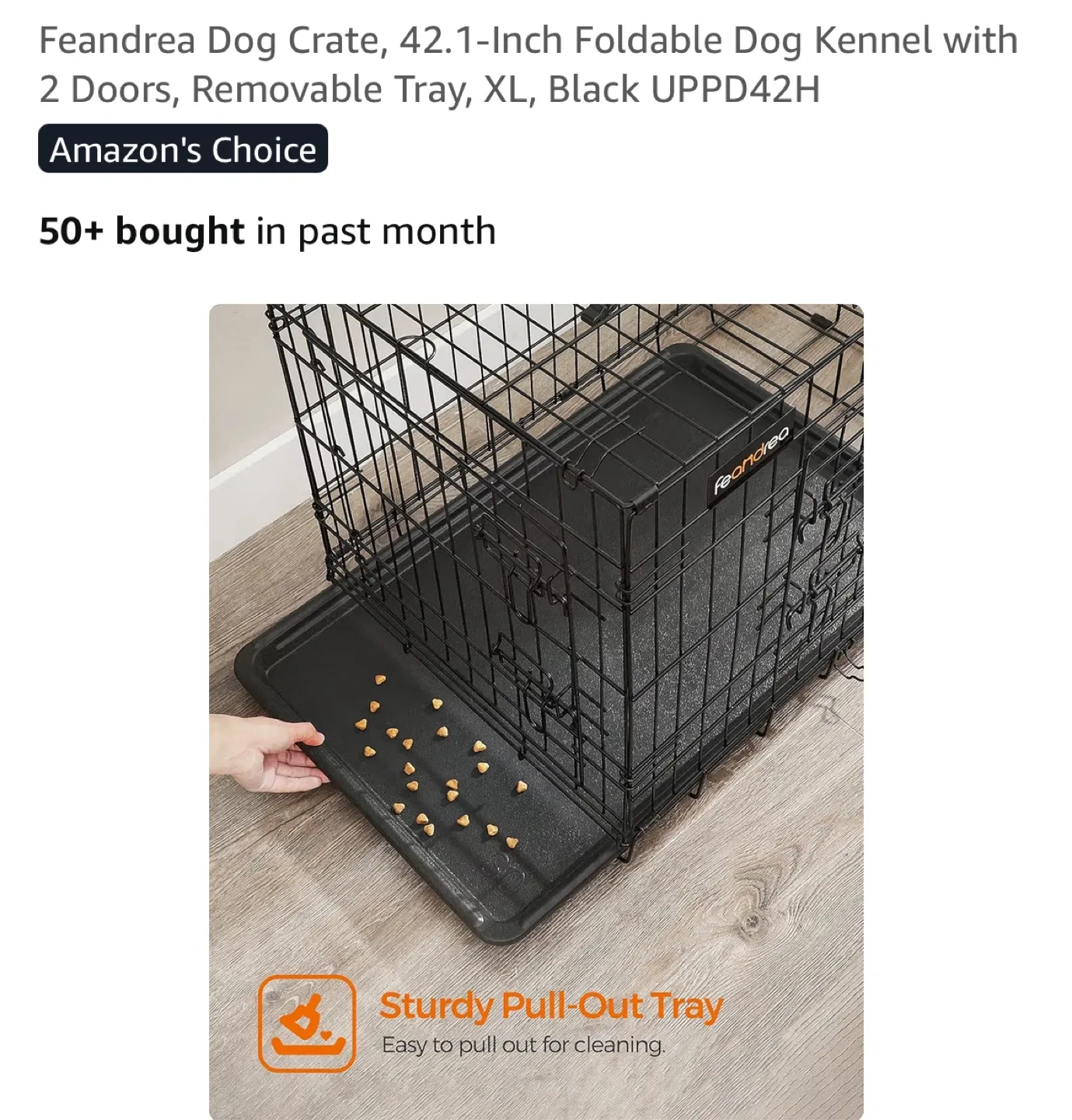 Feandrea XL Foldable Dog Kennel/Cage 42H image indicator(10)