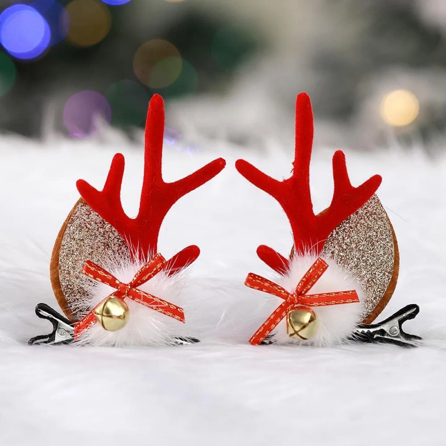 2 pairs of Christmas Reindeer Antler Hair Clips
