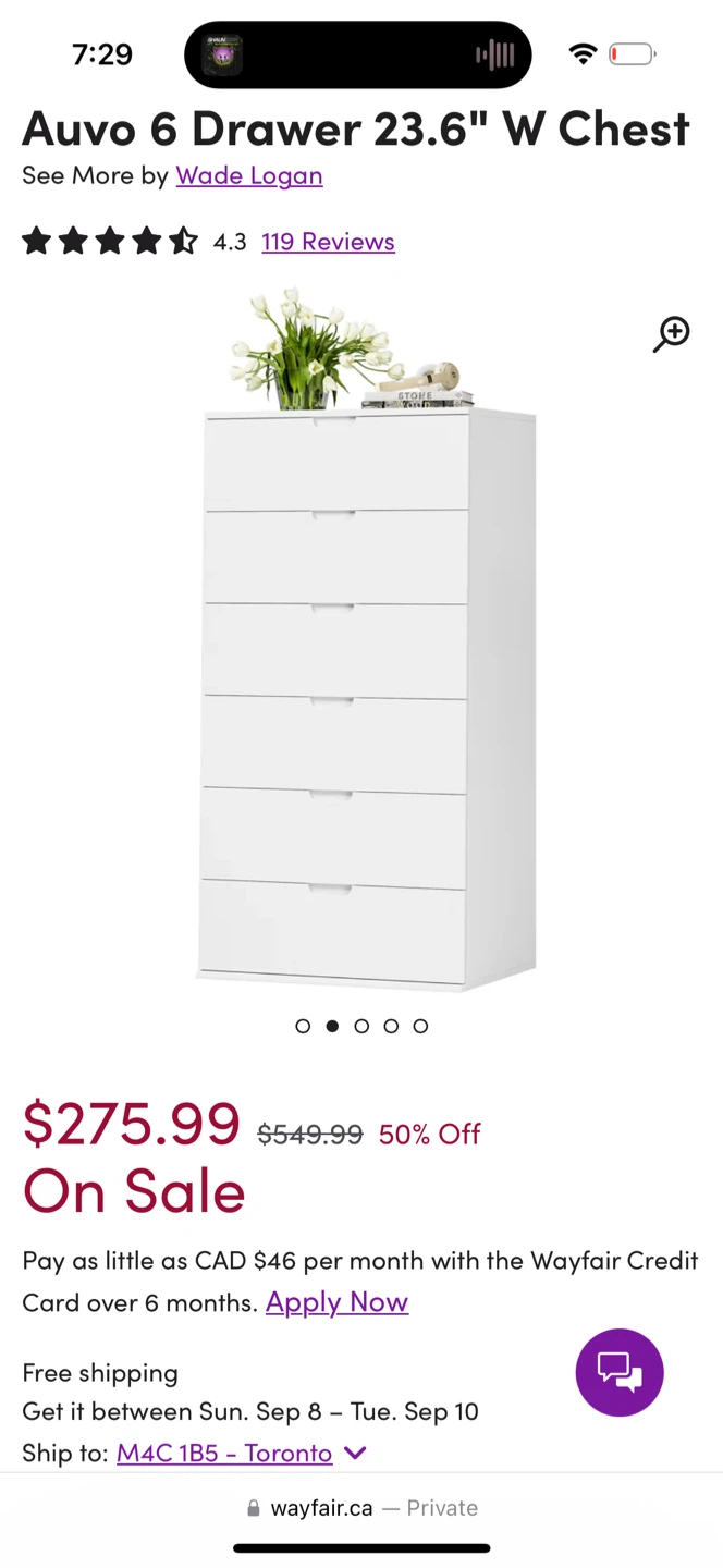 Auvo 6-Drawer White Chest - photo 4