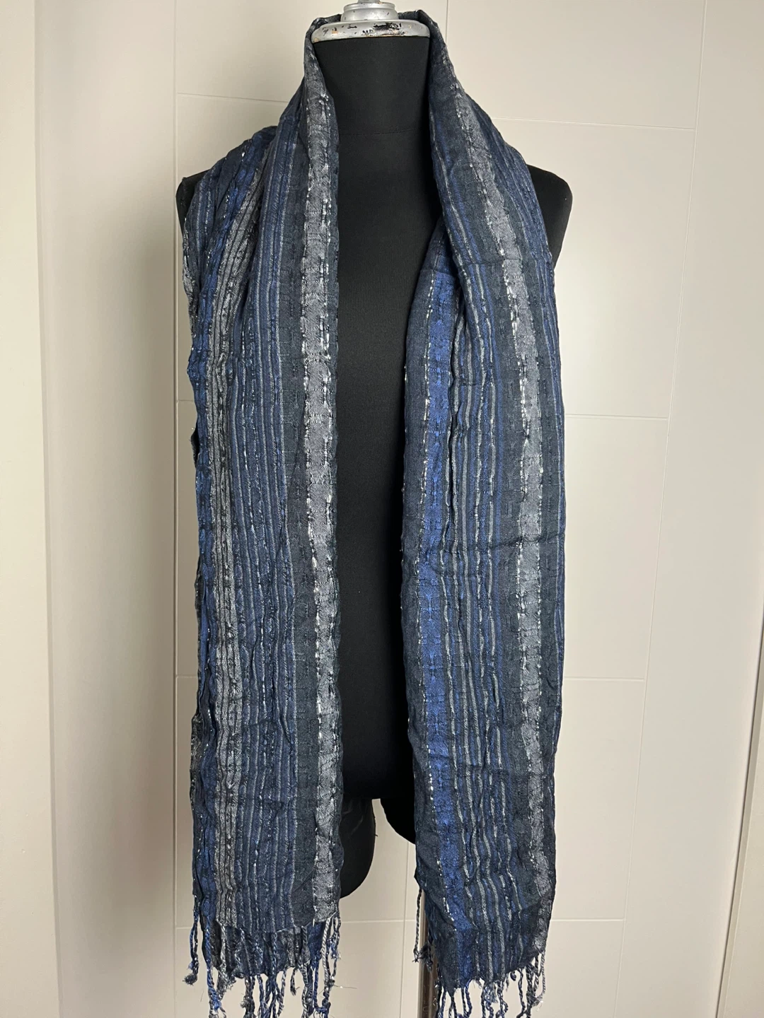 Blue & Silver Striped Scarf - photo 2