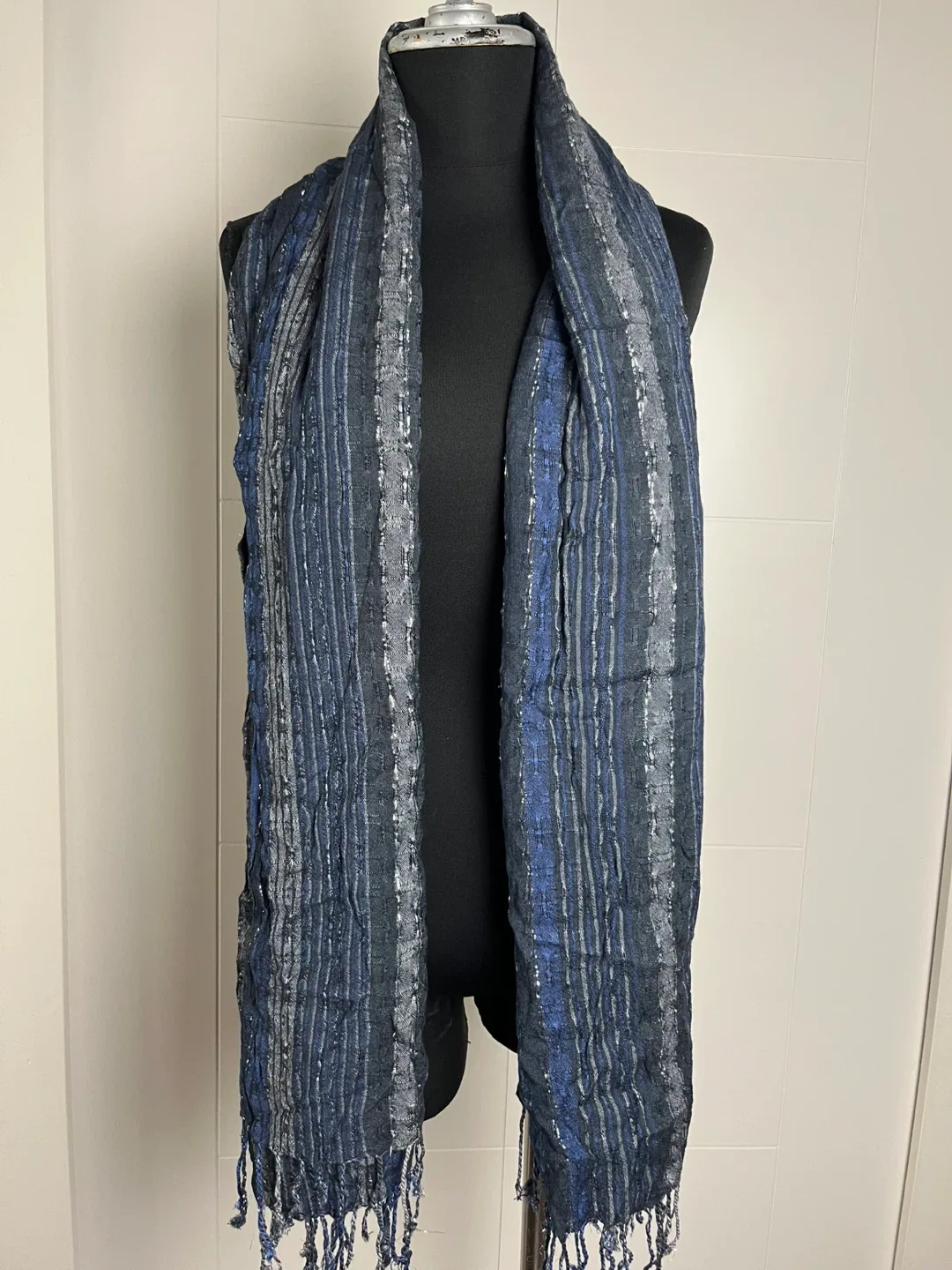 Blue & Silver Striped Scarf image indicator(2)