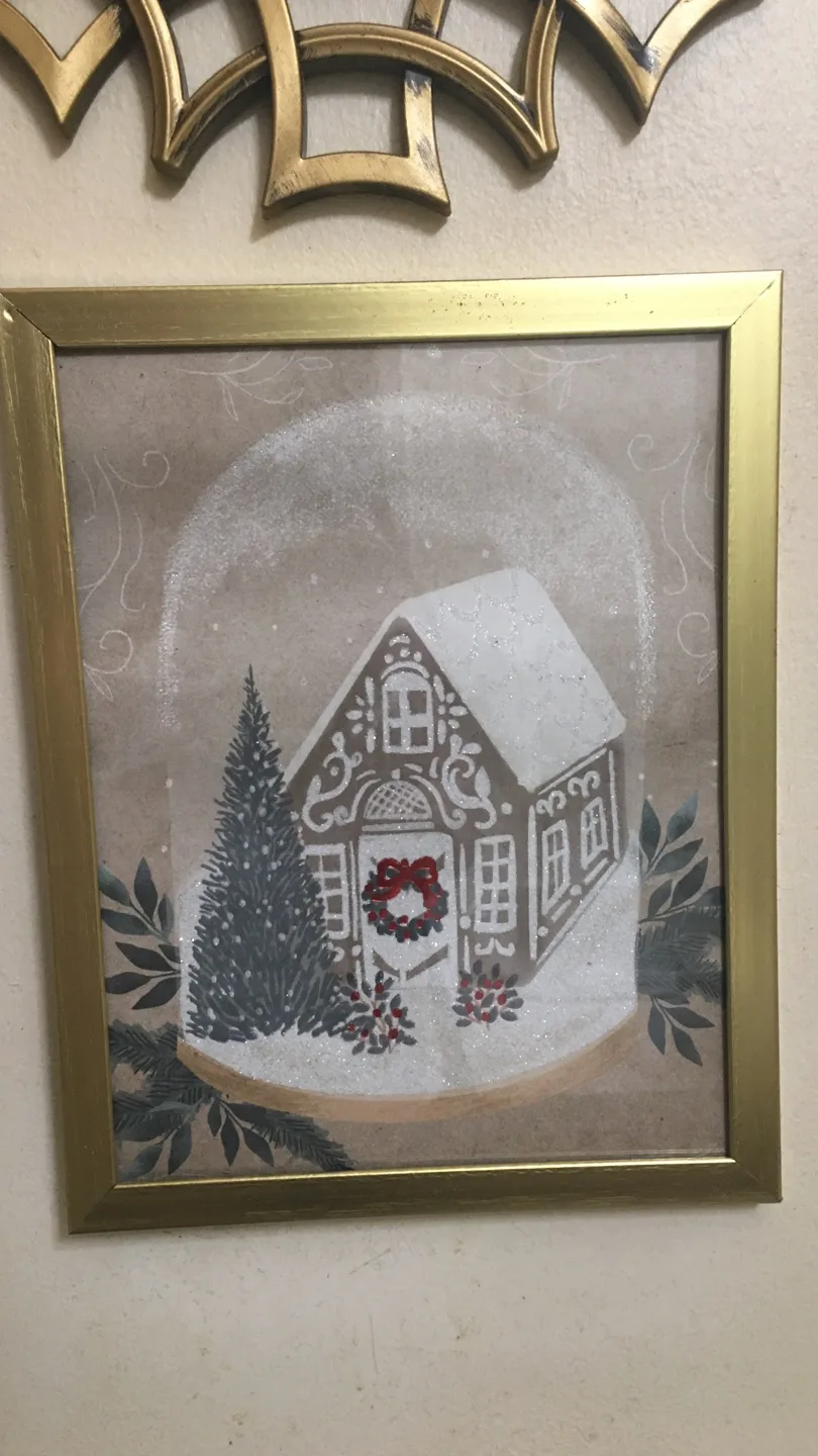 Framed Winter Gingerbread House Print