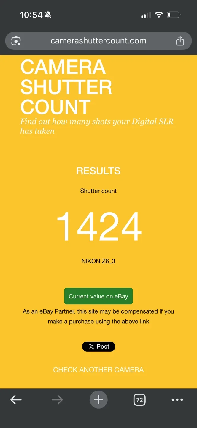 Nikon Z 6III Camera - Shutter Count 1424 image indicator(2)