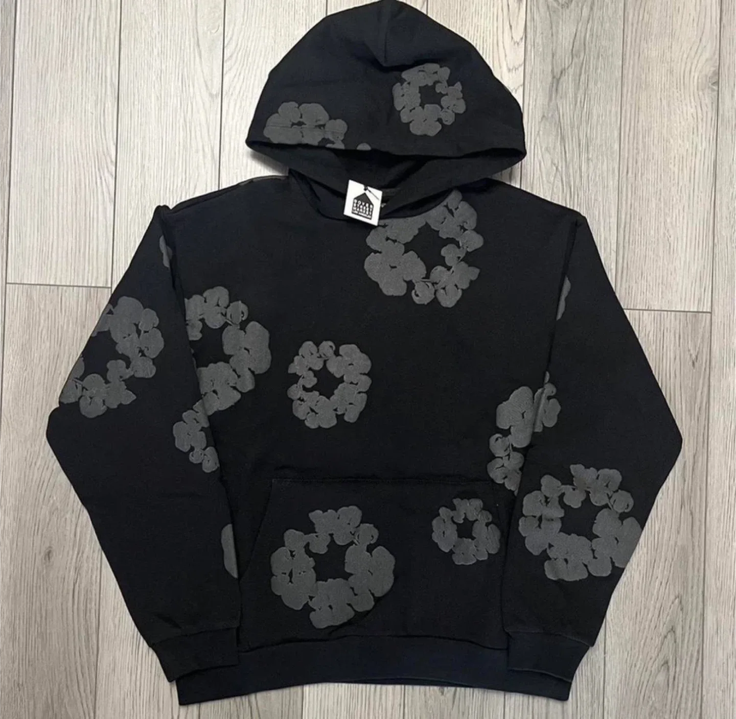 Denim Tears Black Cotton Wreath Hoodie - All Sizes