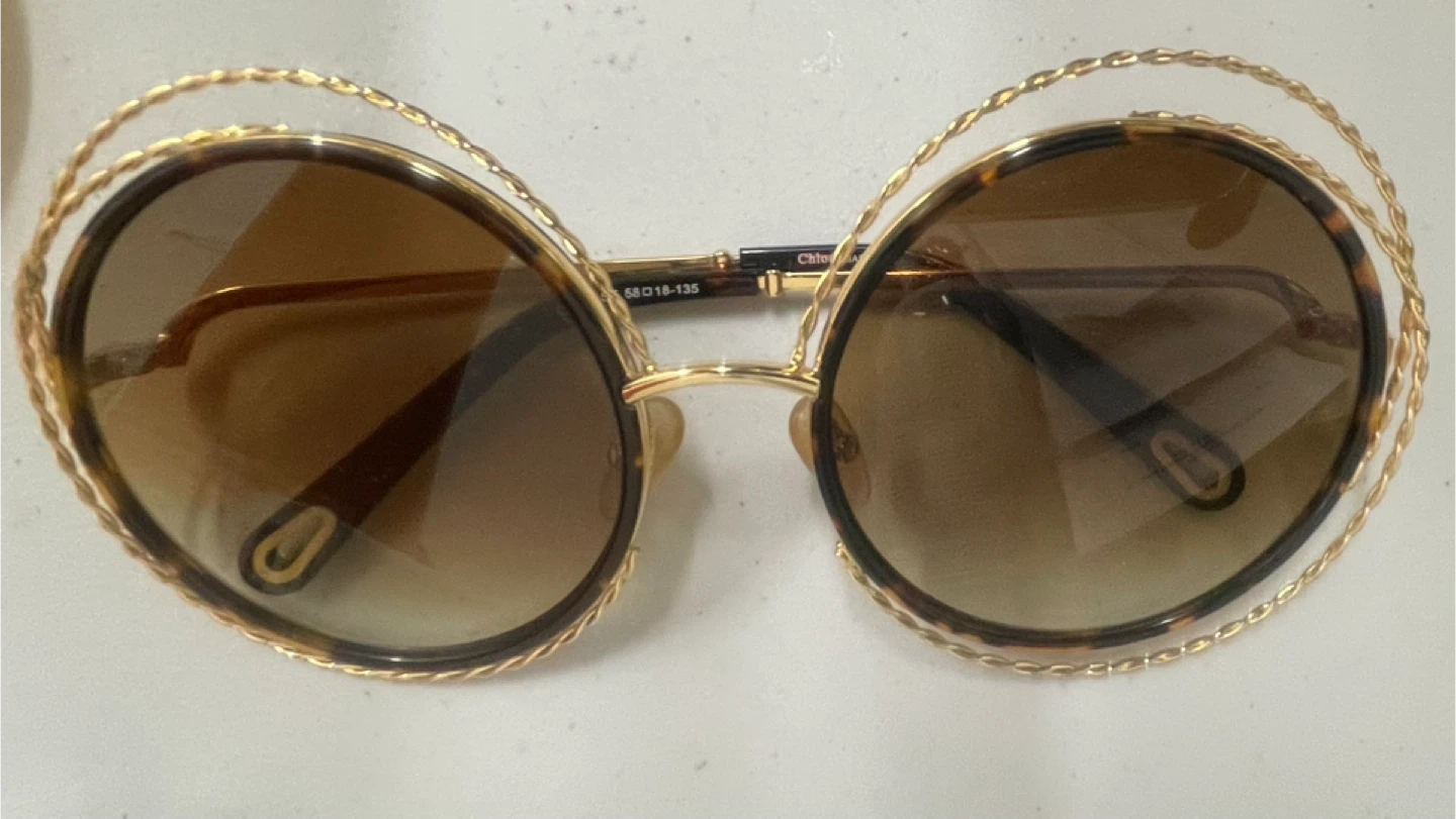Chloé CE114SD Gold Round Sunglasses #cleanout