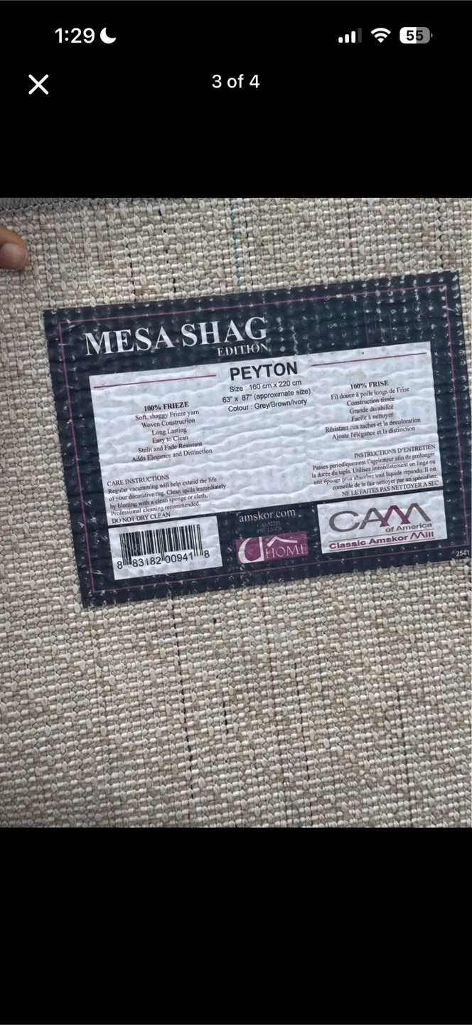 Mesa Shag Peyton Area Rug 60x170cm image indicator(3)