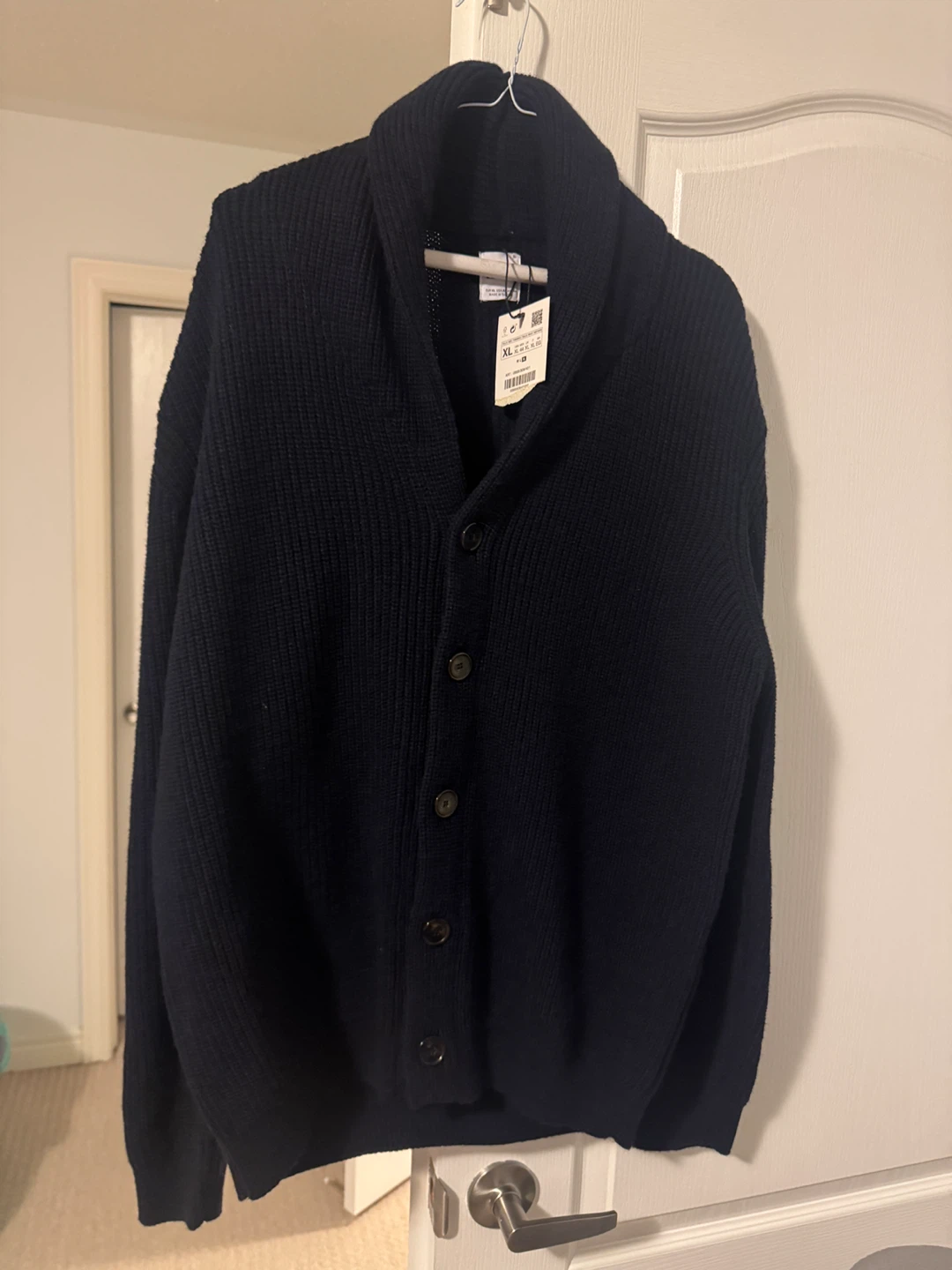 Zara XL Navy Blue Shawl Collar Cardigan - New! - photo 2