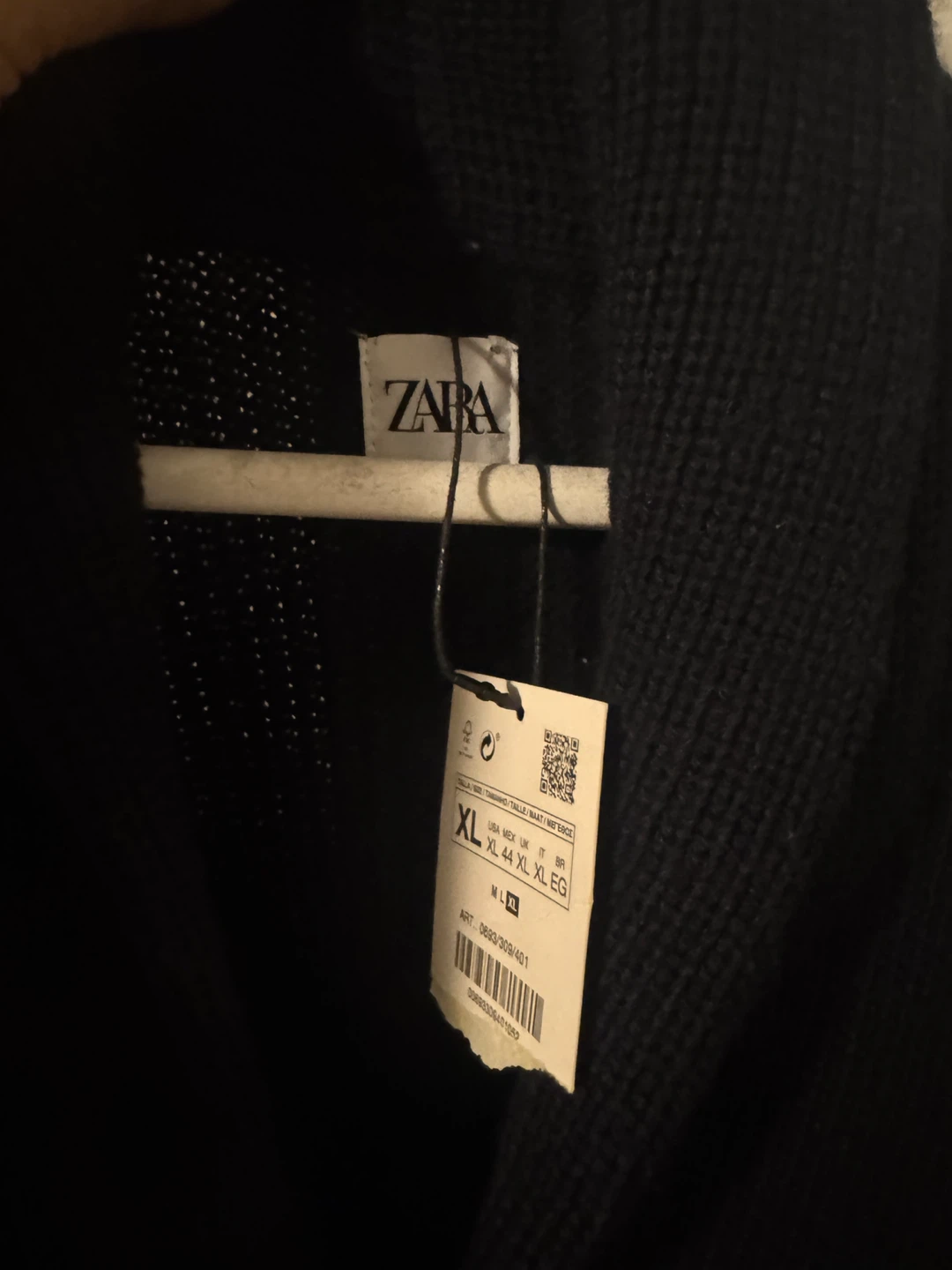 Zara XL Navy Blue Shawl Collar Cardigan - New!