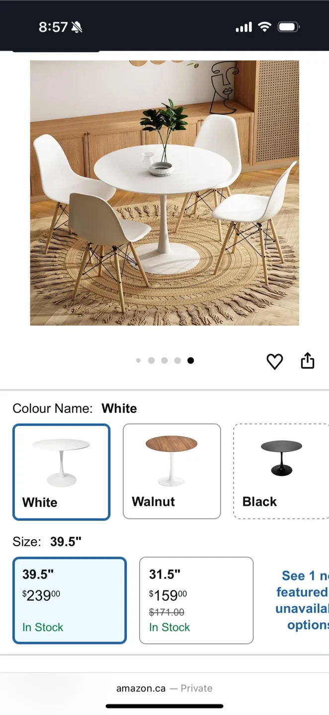 White Tulip Table - 39.5 inch