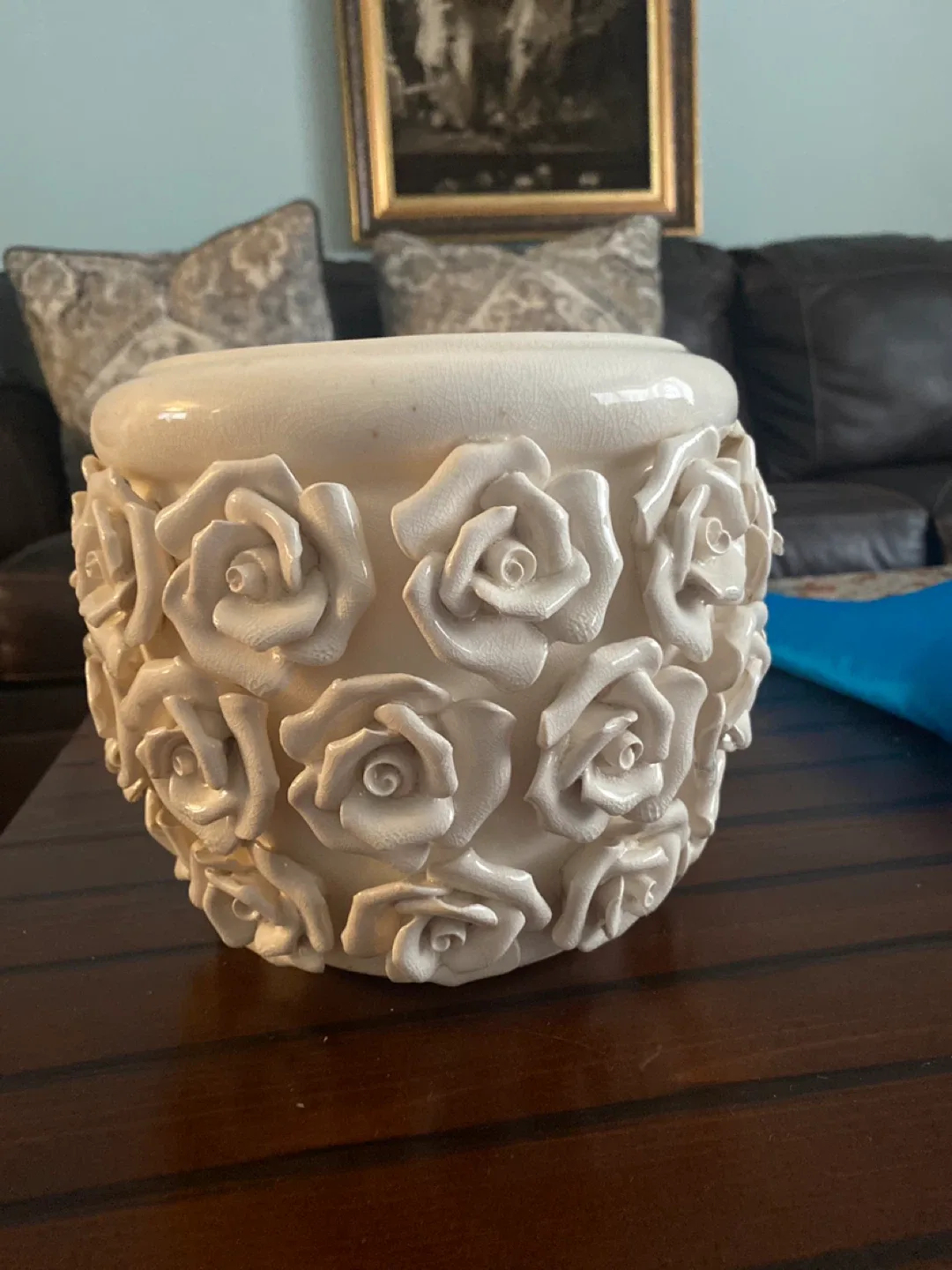 White Rose Ceramic Planter