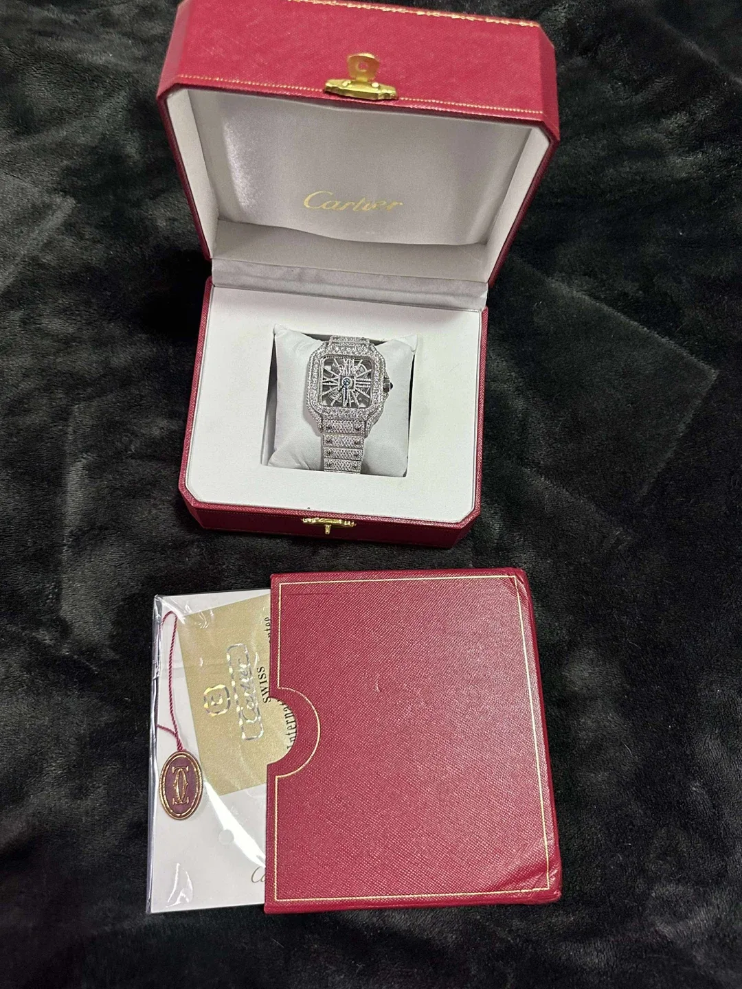 Cartier Santos Diamond Watch with Box