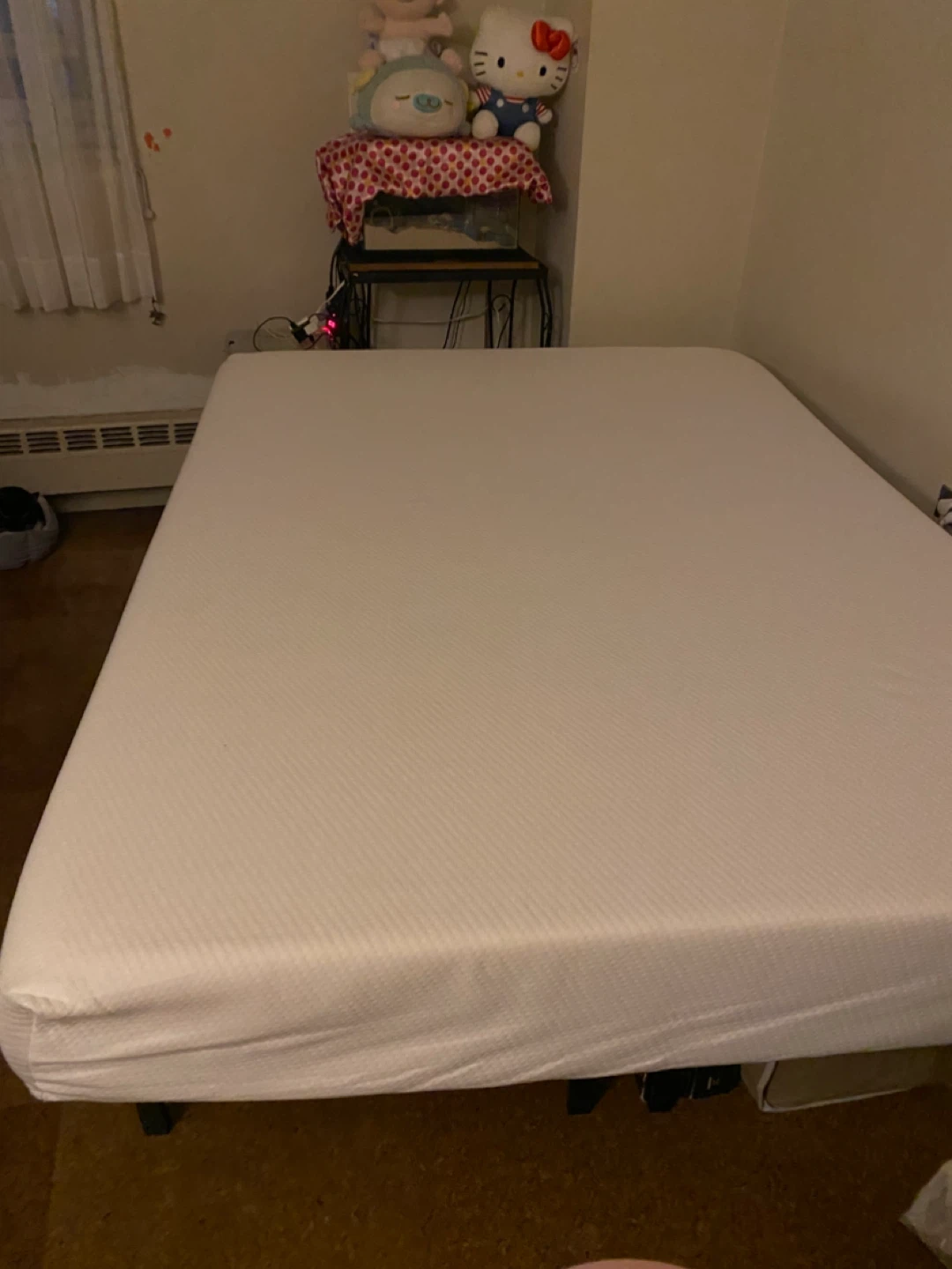 Full size Bed frame, mattress, and bedding