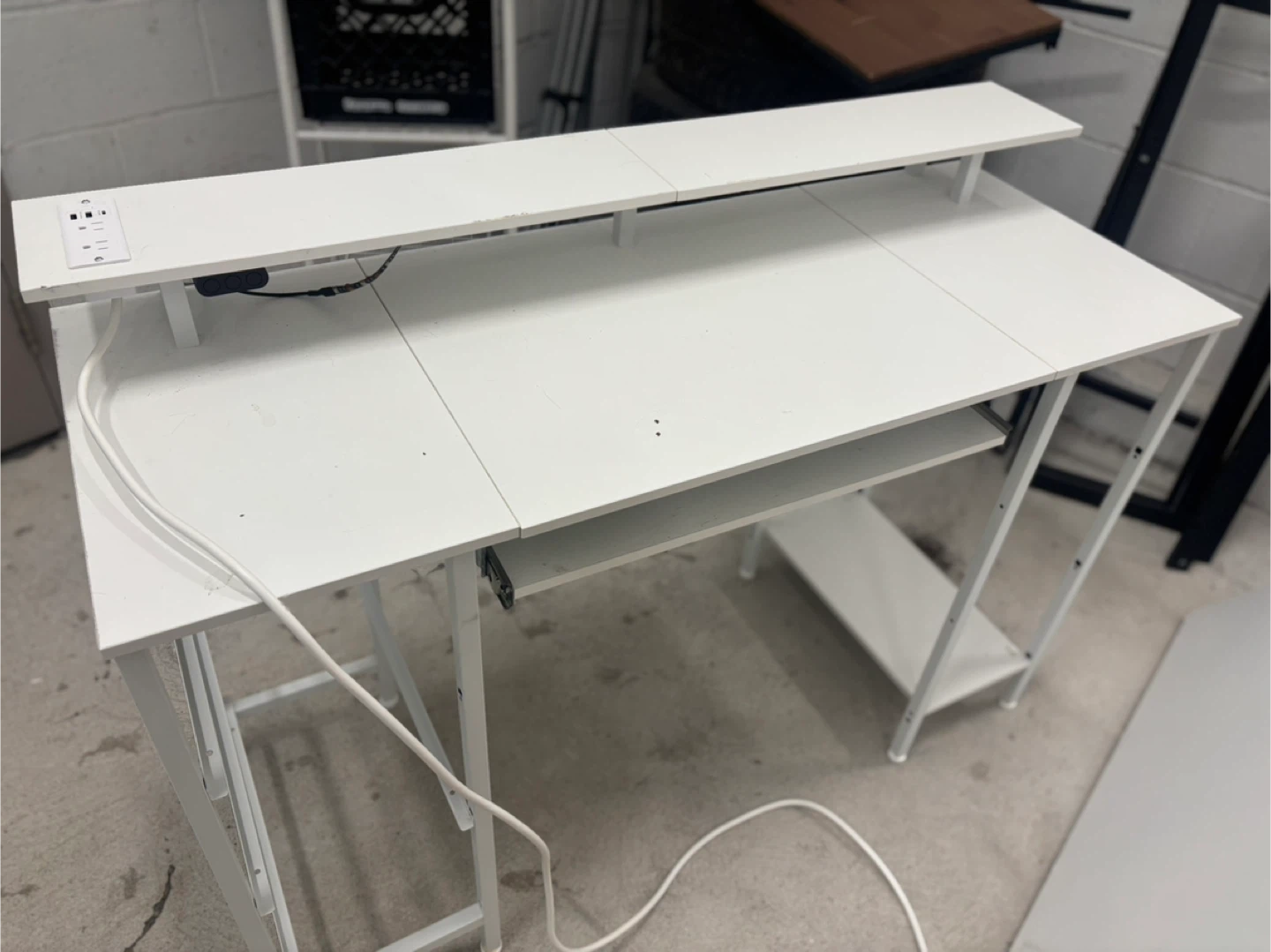 White Computer Desk with Shelf