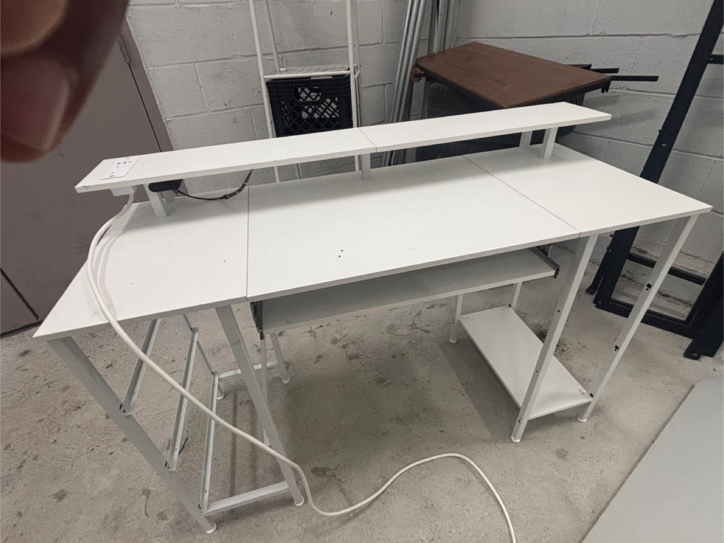 White Computer Desk with Shelf - photo 2