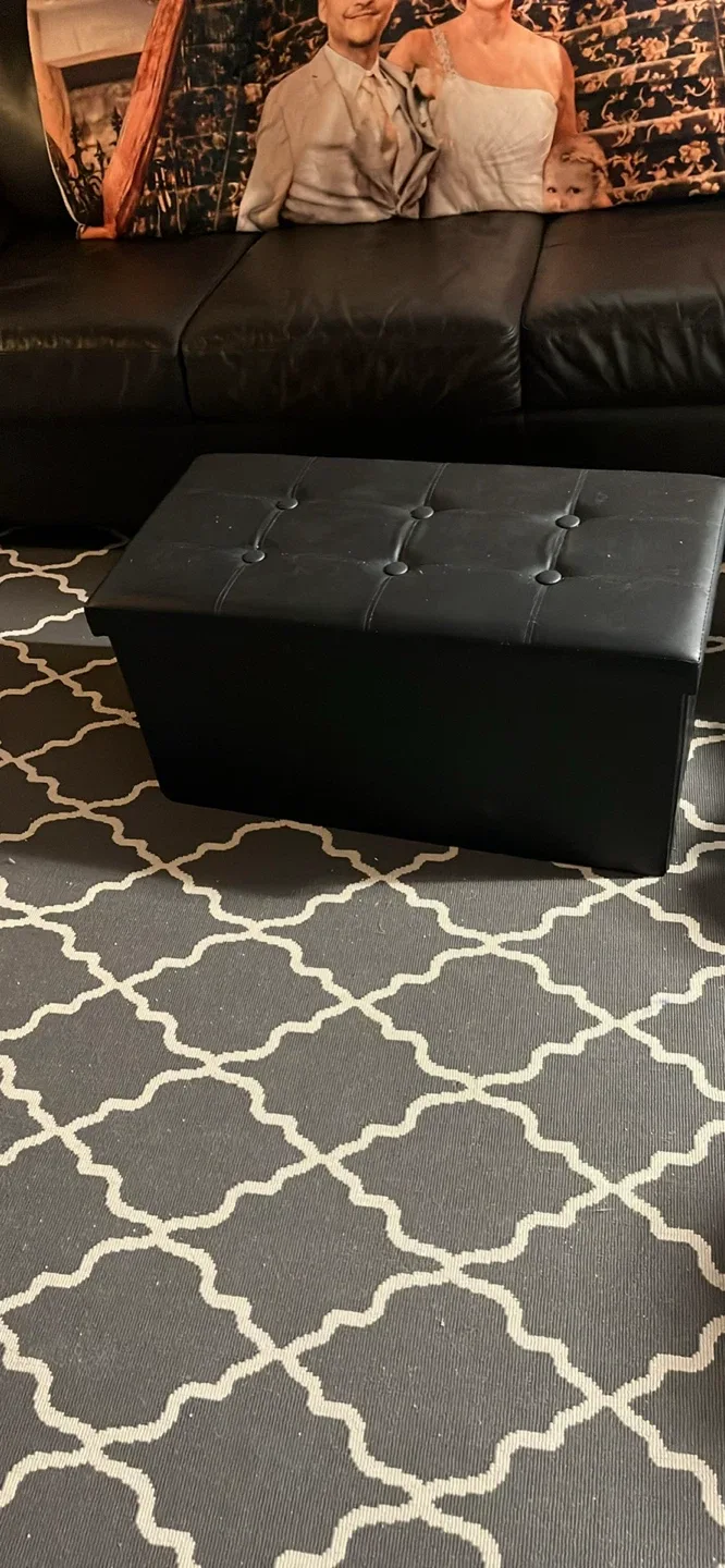 SoftWise Folding Storage Ottoman - Black