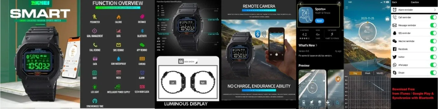 SKMEI-1629 Bluetooth Smart Watch/Fitness Tracker (NEW) image indicator(9)