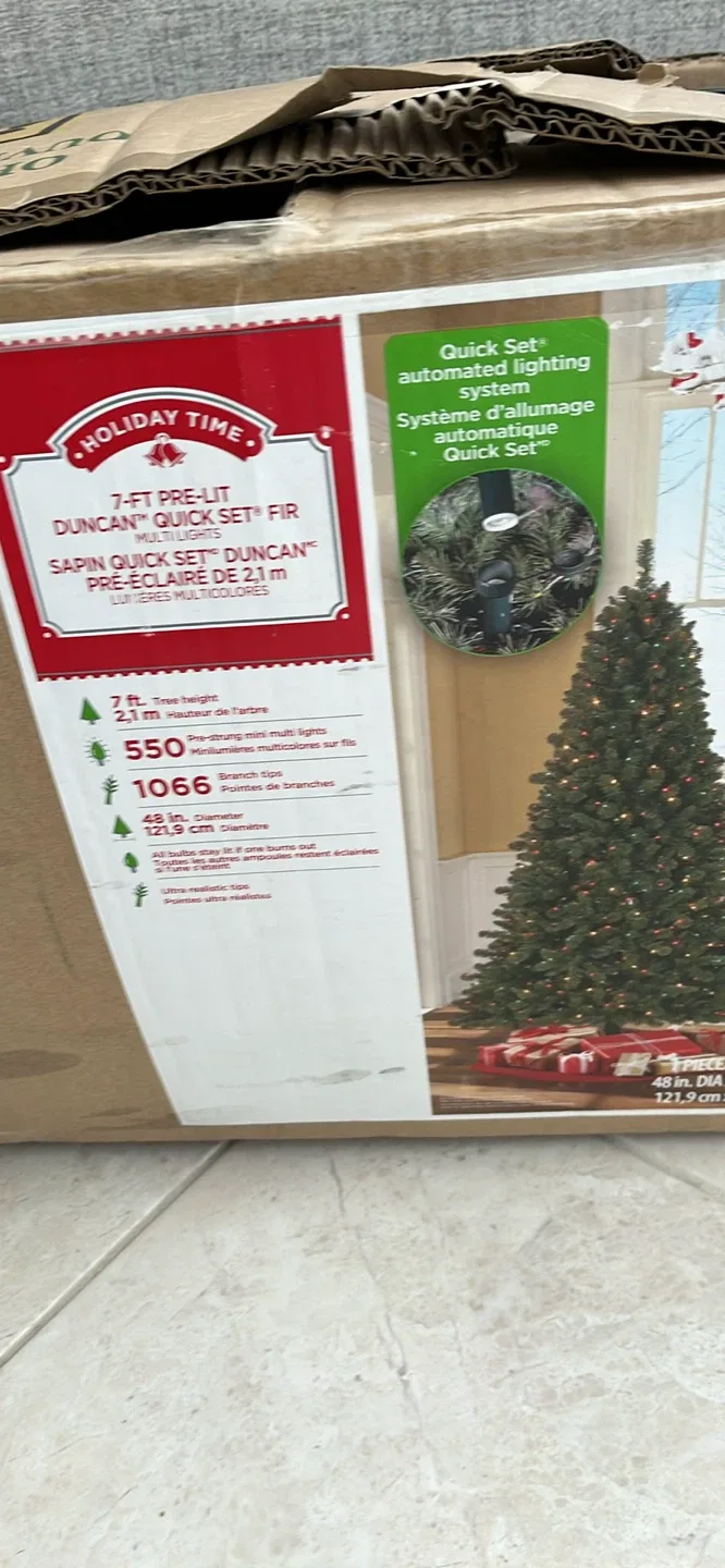 Holiday Time 7-ft Pre-Lit Duncan Quick Set Fir image indicator(2)