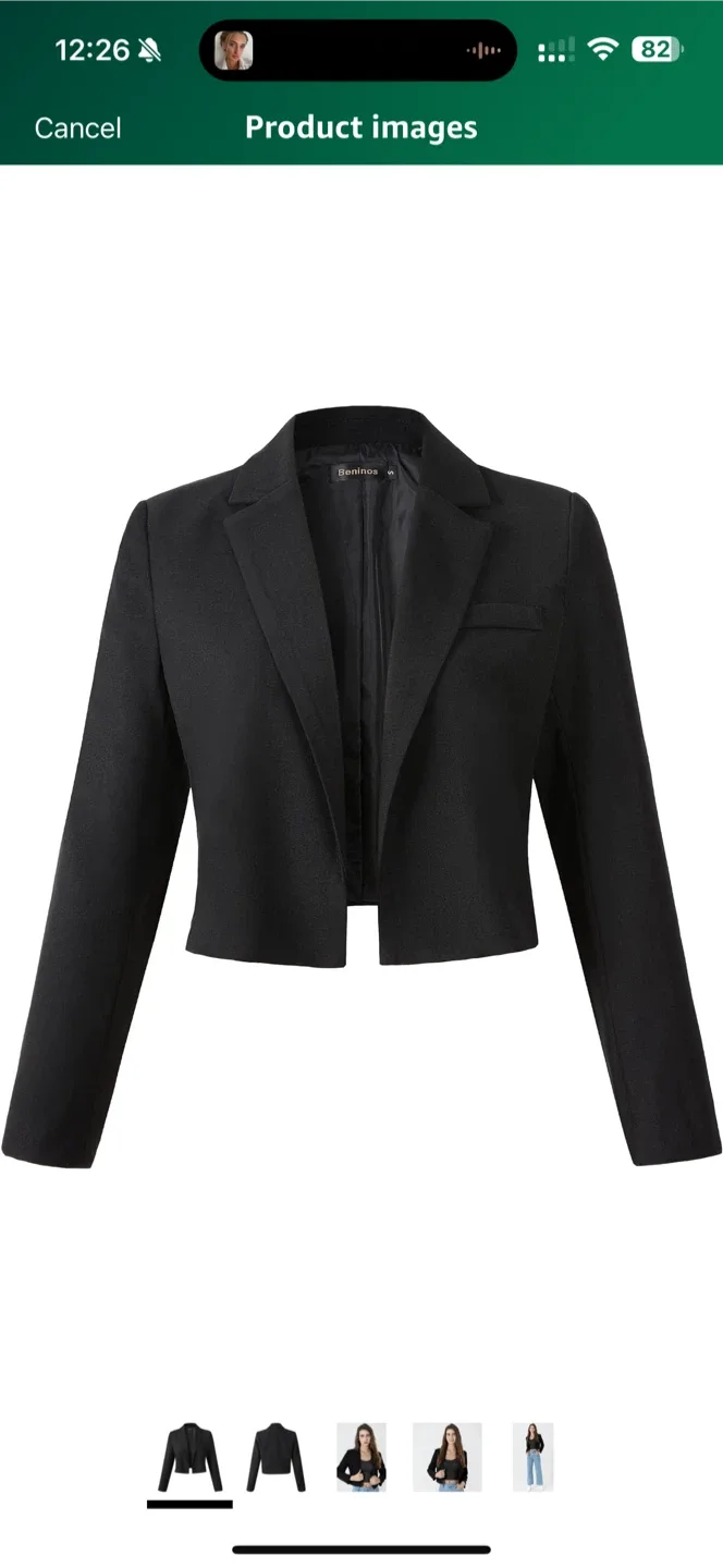 Beninos Cropped Black Blazer - Size xs