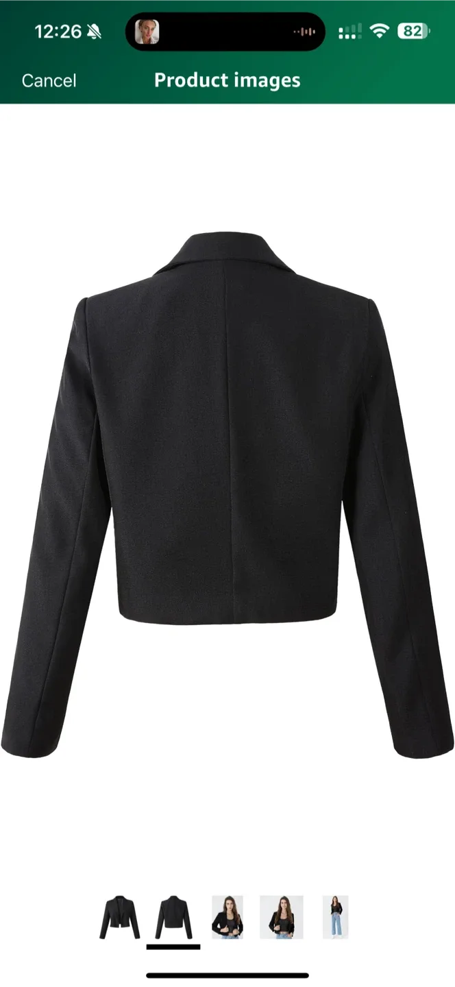 Beninos Cropped Black Blazer - Size xs image indicator(2)