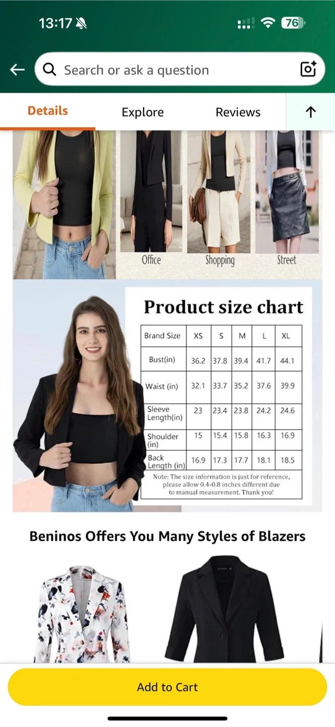 Beninos Cropped Black Blazer - Size xs image indicator(5)