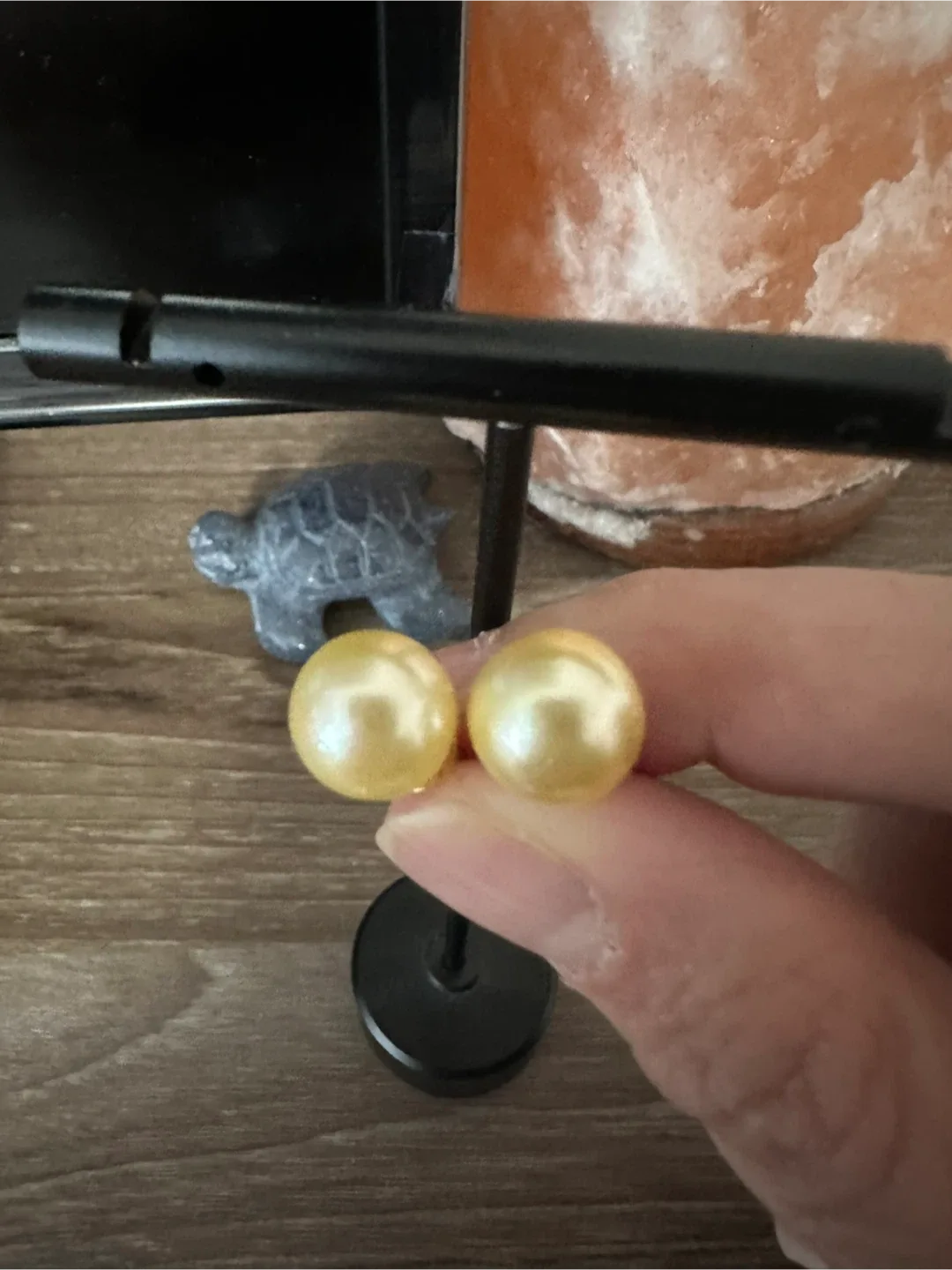 Authentic South Sea Pearl Champagne Color with 14k stud settings image indicator(4)