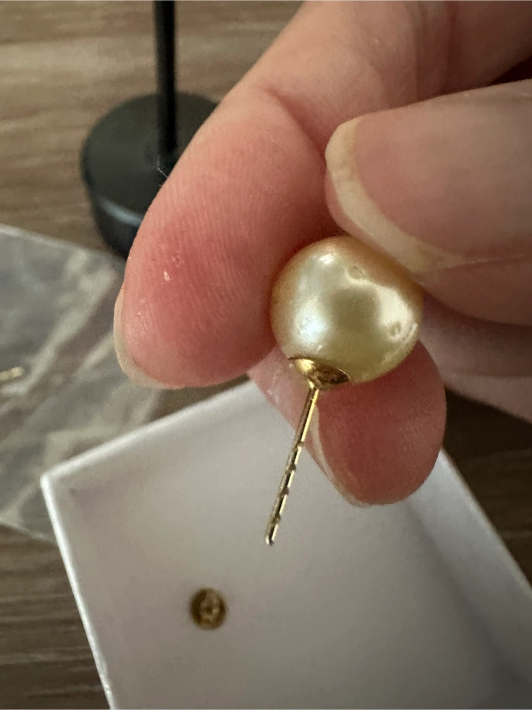 Authentic South Sea Pearl Champagne Color with 14k stud settings - photo 3