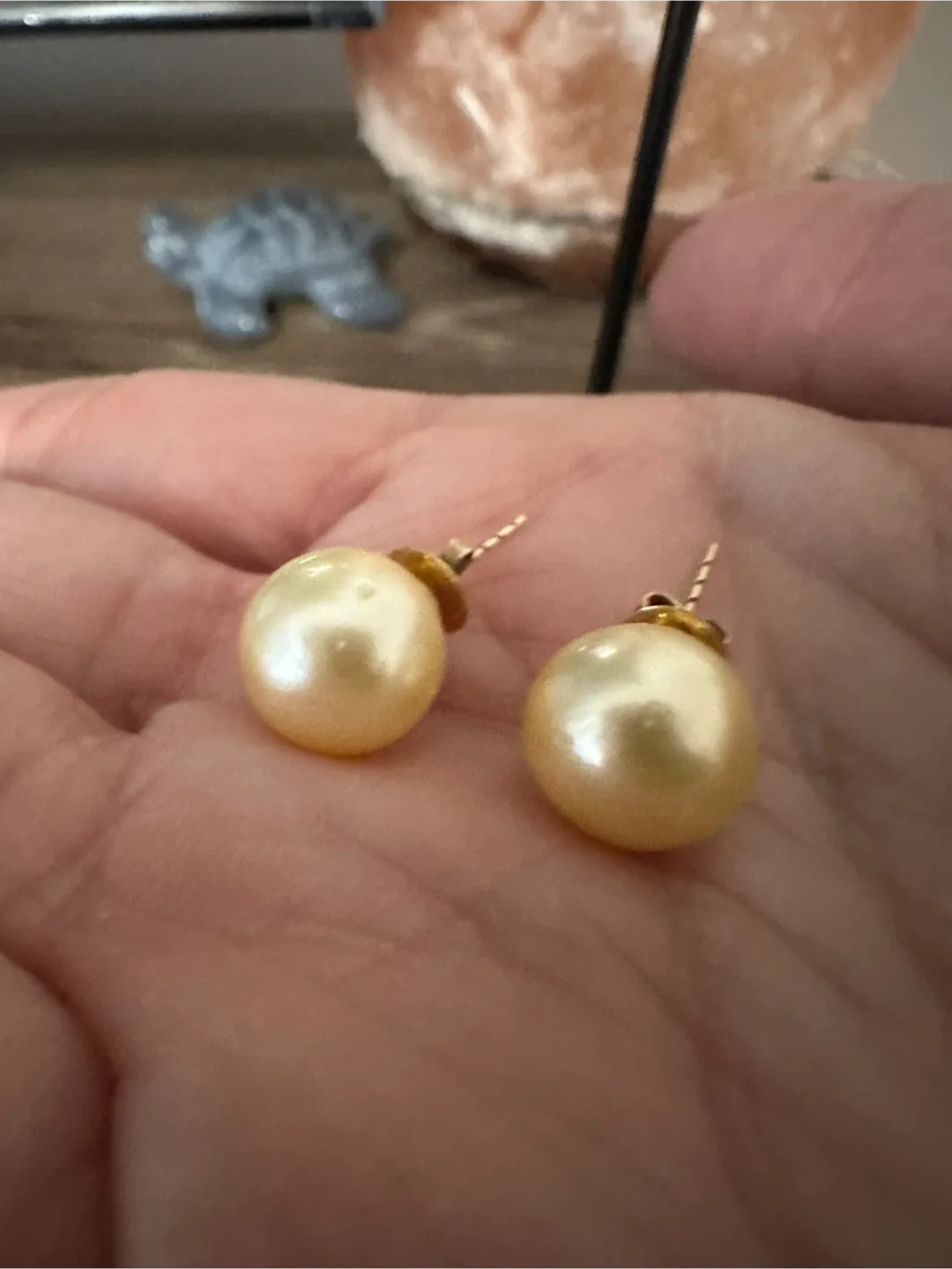 Authentic South Sea Pearl Champagne Color with 14k stud settings image indicator(2)