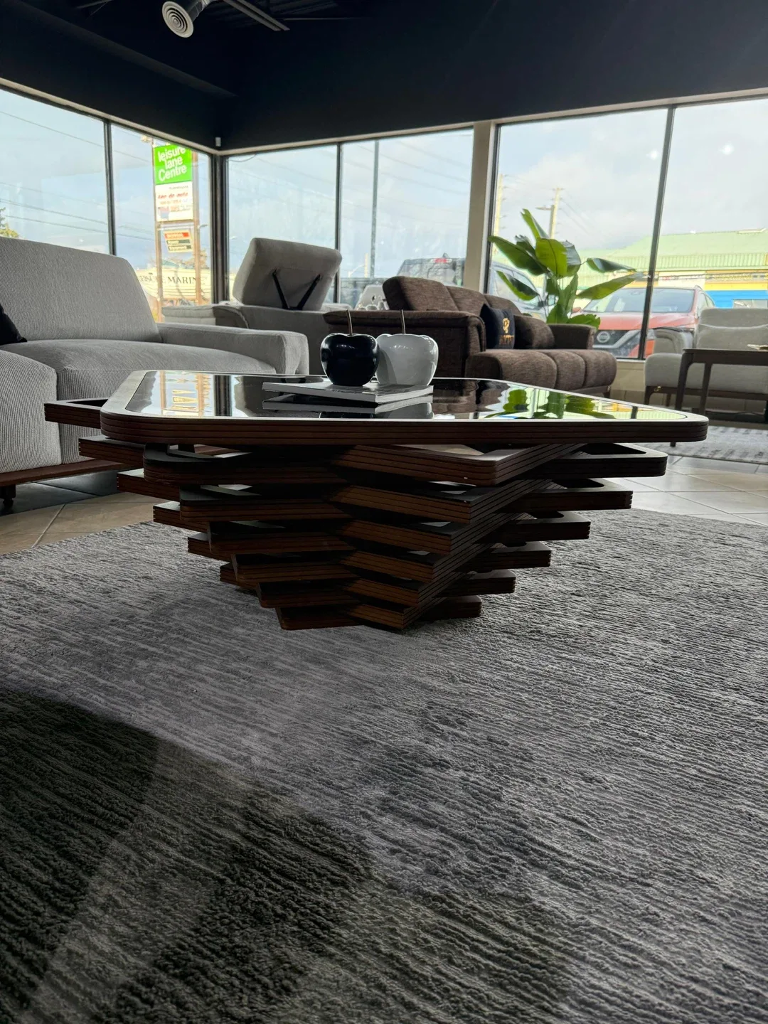 Modern Square Glass Top Coffee Table image indicator(2)