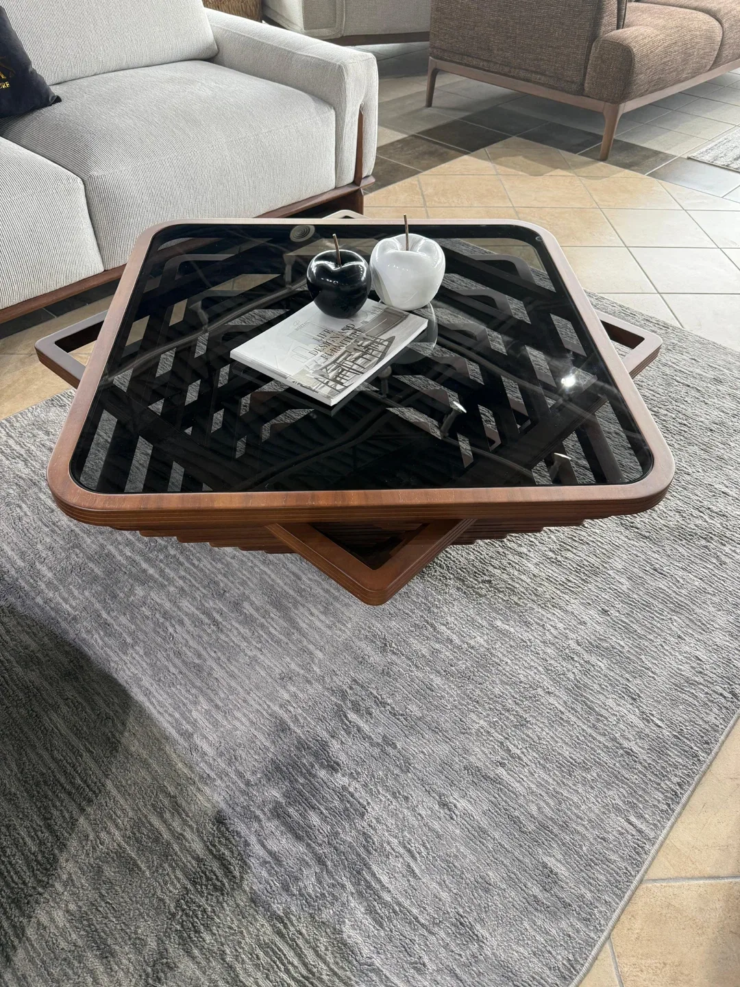 Modern Square Glass Top Coffee Table