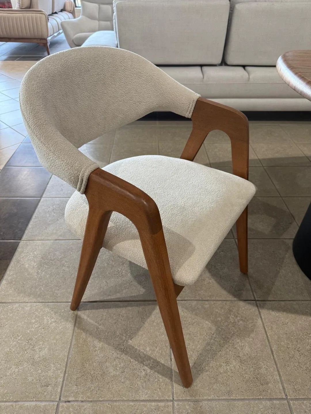 Modern Dining Chair - Wood & Boucle image indicator(2)