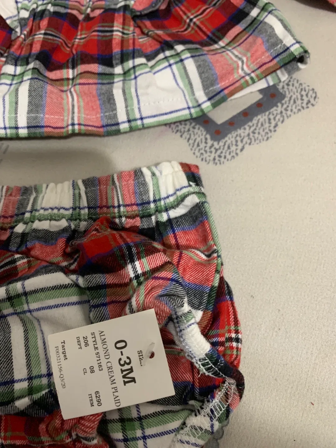 Cat & Jack Plaid Outfit (0-3M)