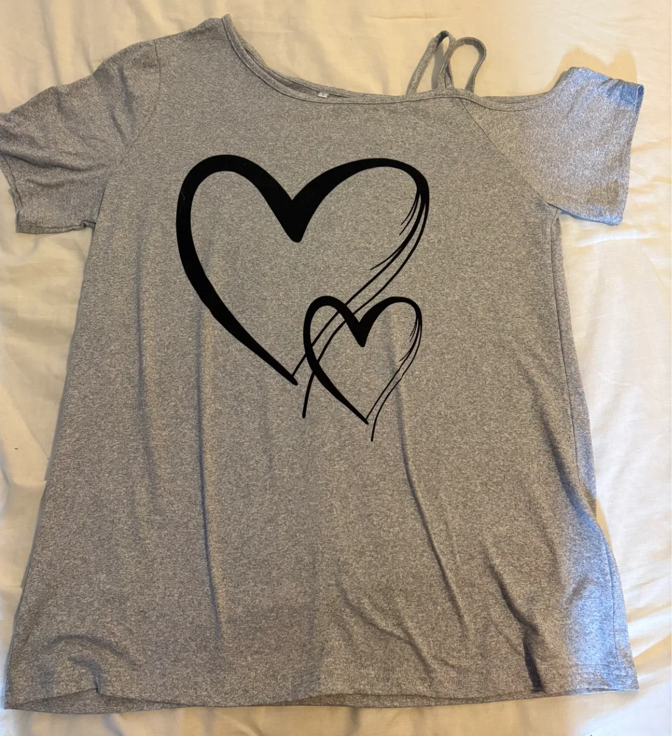 Gray Heart Print Top - Size L #cleanout