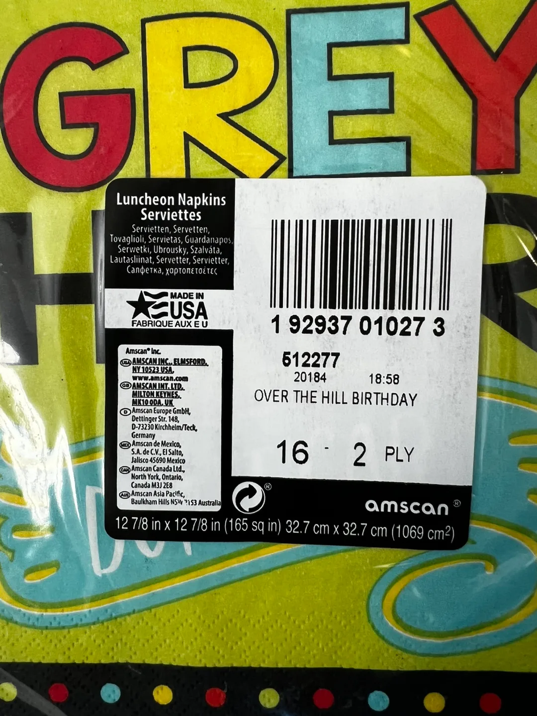 Amscan Over the Hill Birthday Napkins - New image indicator(2)