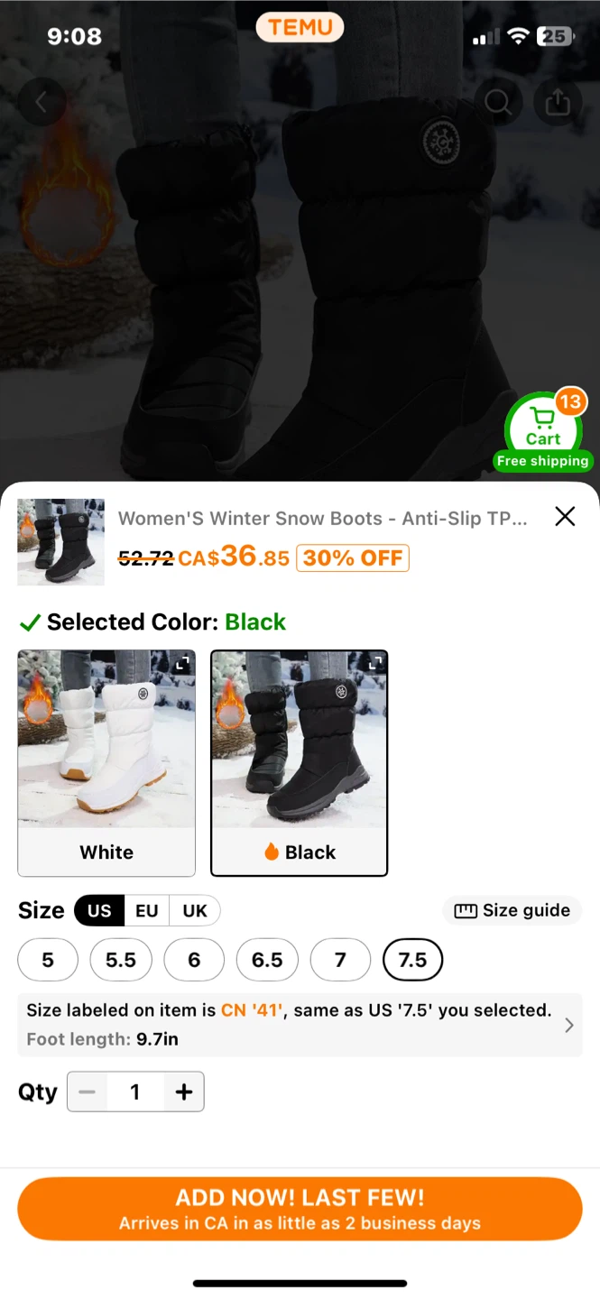 Black Winter Snow Boots - photo 3