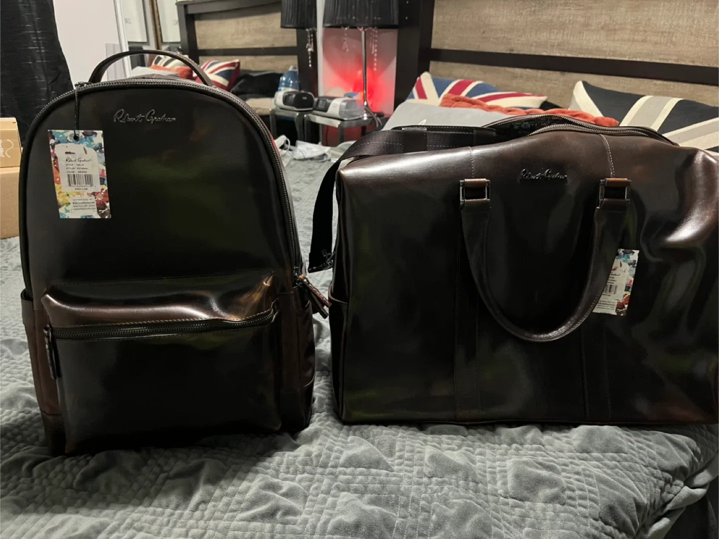 Robert Graham luxury Leather Backpack & Duffle Bag Set