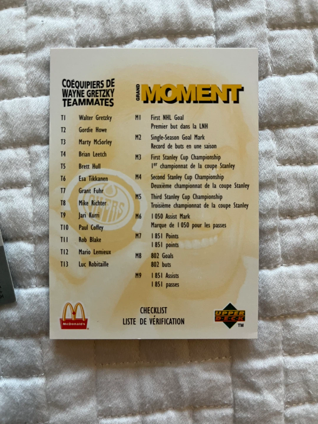 1998-99 McDonalds/Upper Deck Wayne Gretzky Teammates cards - photo 3