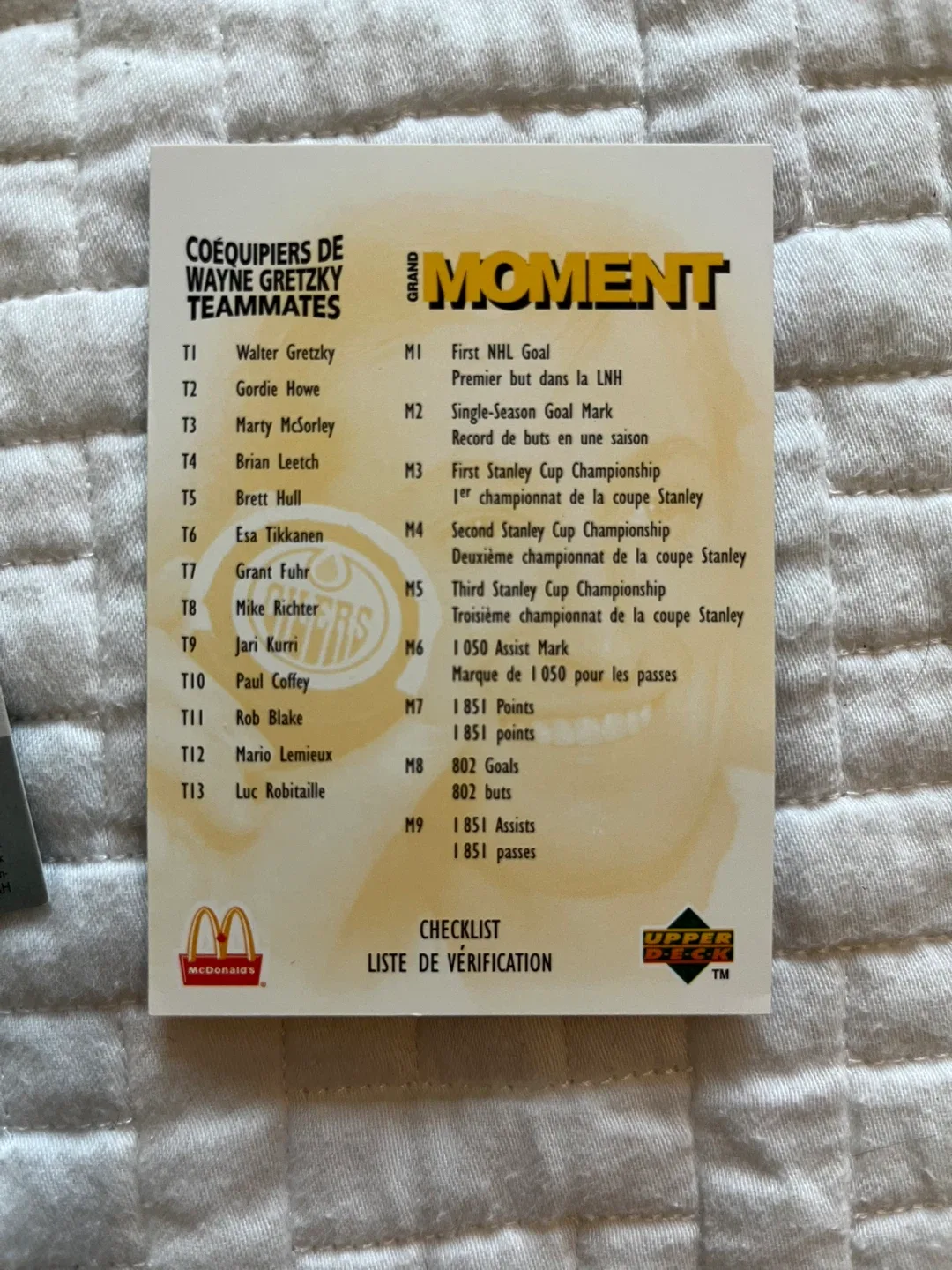 1998-99 McDonalds/Upper Deck Wayne Gretzky Teammates cards image indicator(3)