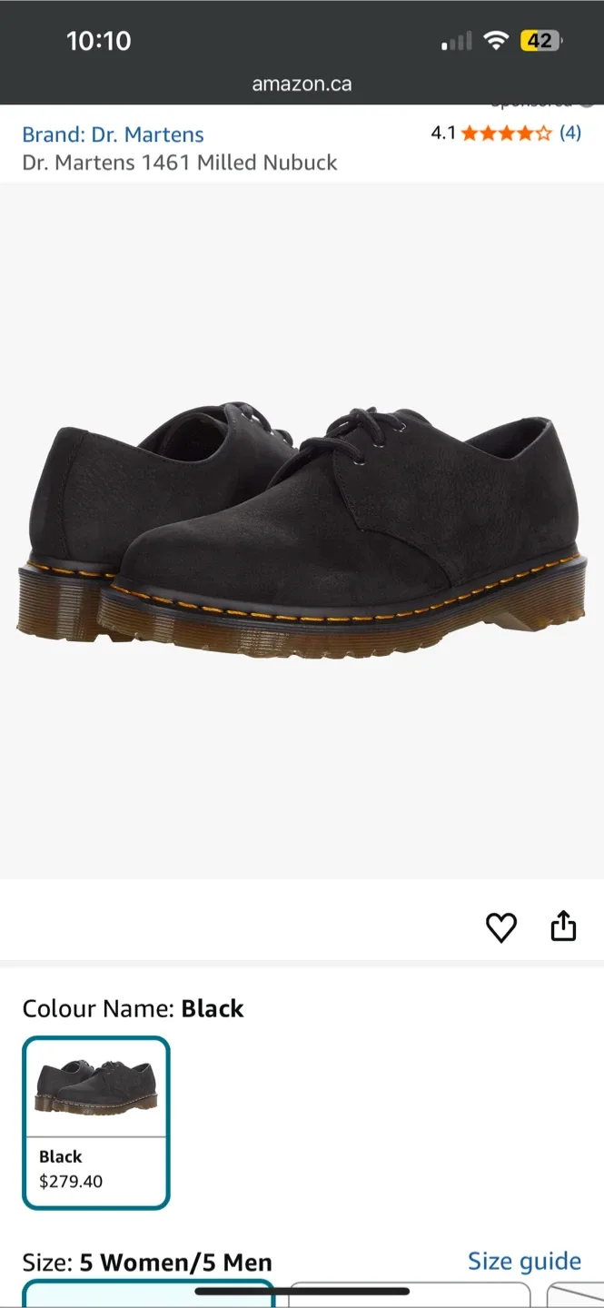 Dr. Martens 1461 Milled Nubuck, Men's US 9 image indicator(4)