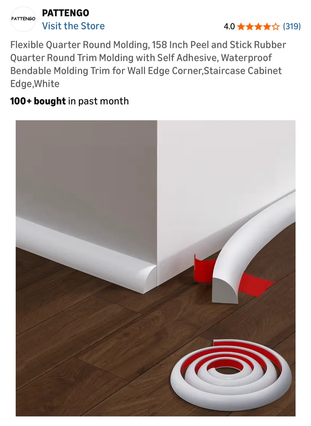 NEW - Waterproof Wall Self Adhesive Round Molding