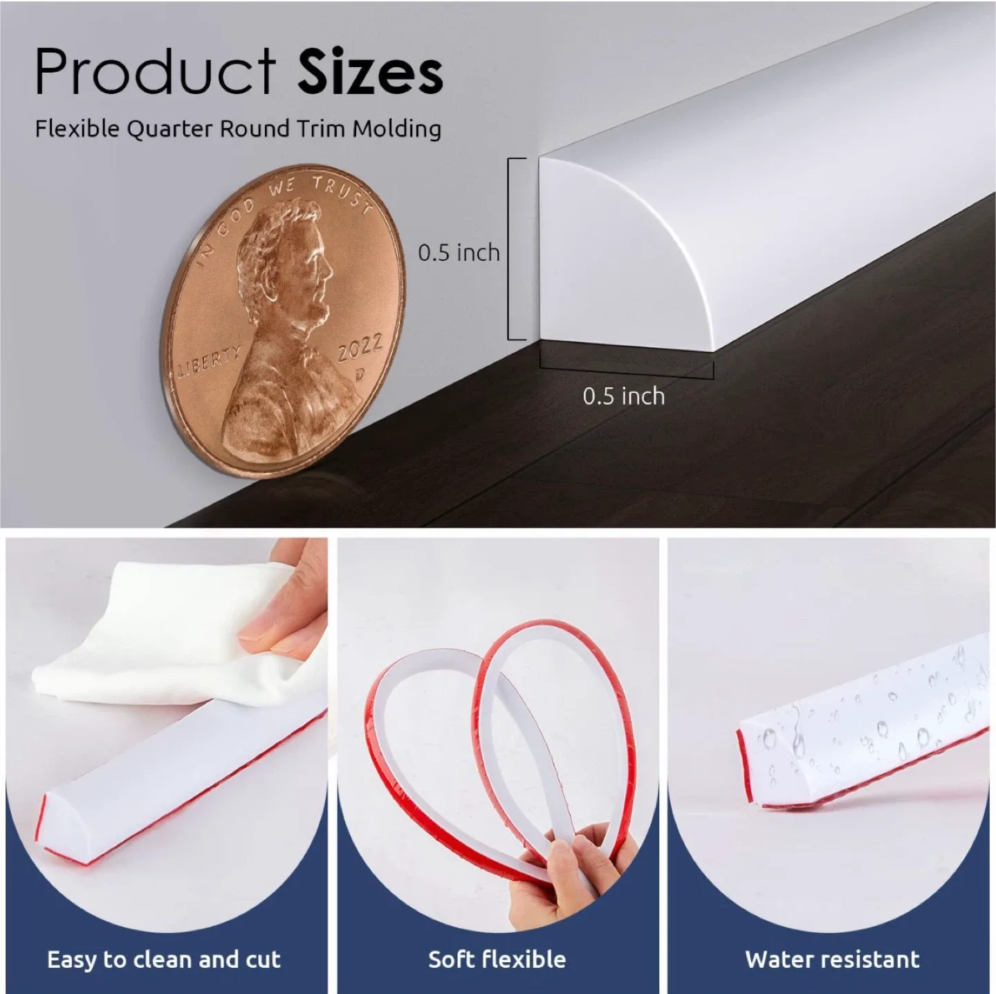 NEW - Waterproof Wall Self Adhesive Round Molding image indicator(4)