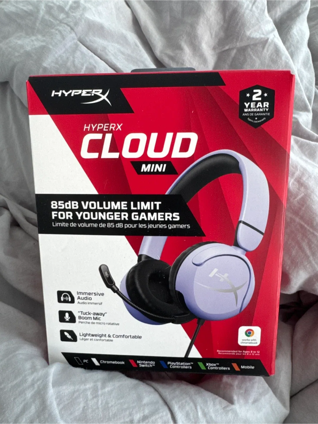 #cleanout BNIB HyperX Cloud Mini Wired Headsets - Lilac