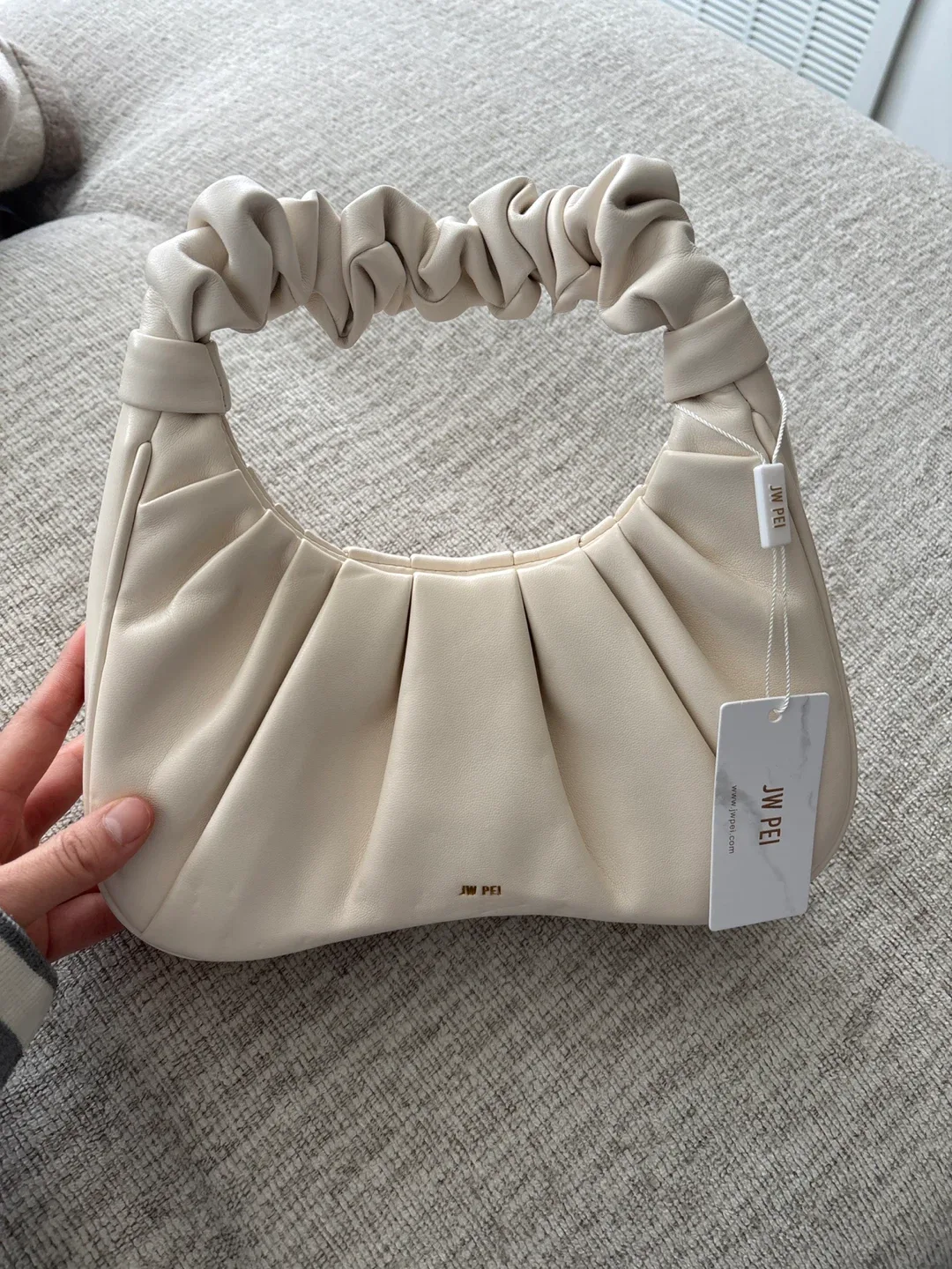 JW PEI Gabbi Ruched Hobo Handbag - Ivory