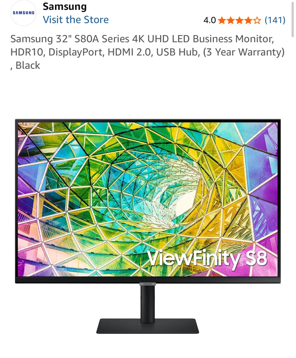 Samsung 32" S80A 4K UHD LED Business Monitor - photo 2