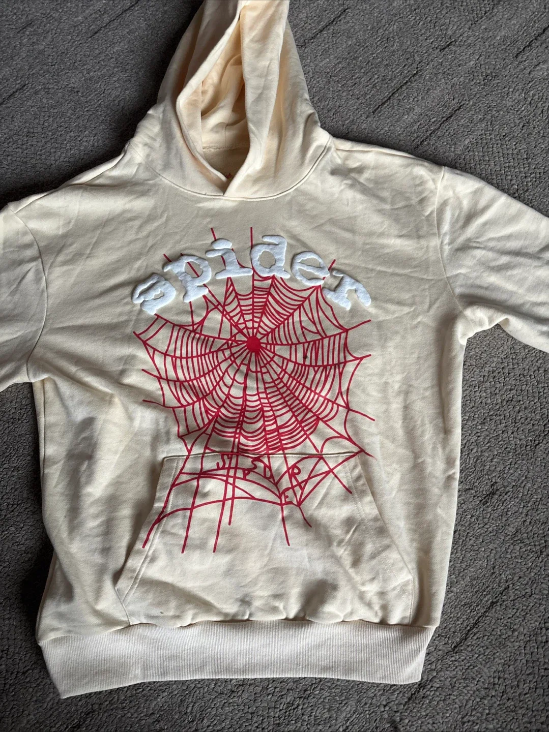 Spider Hoodie - Size M - Cream/Red