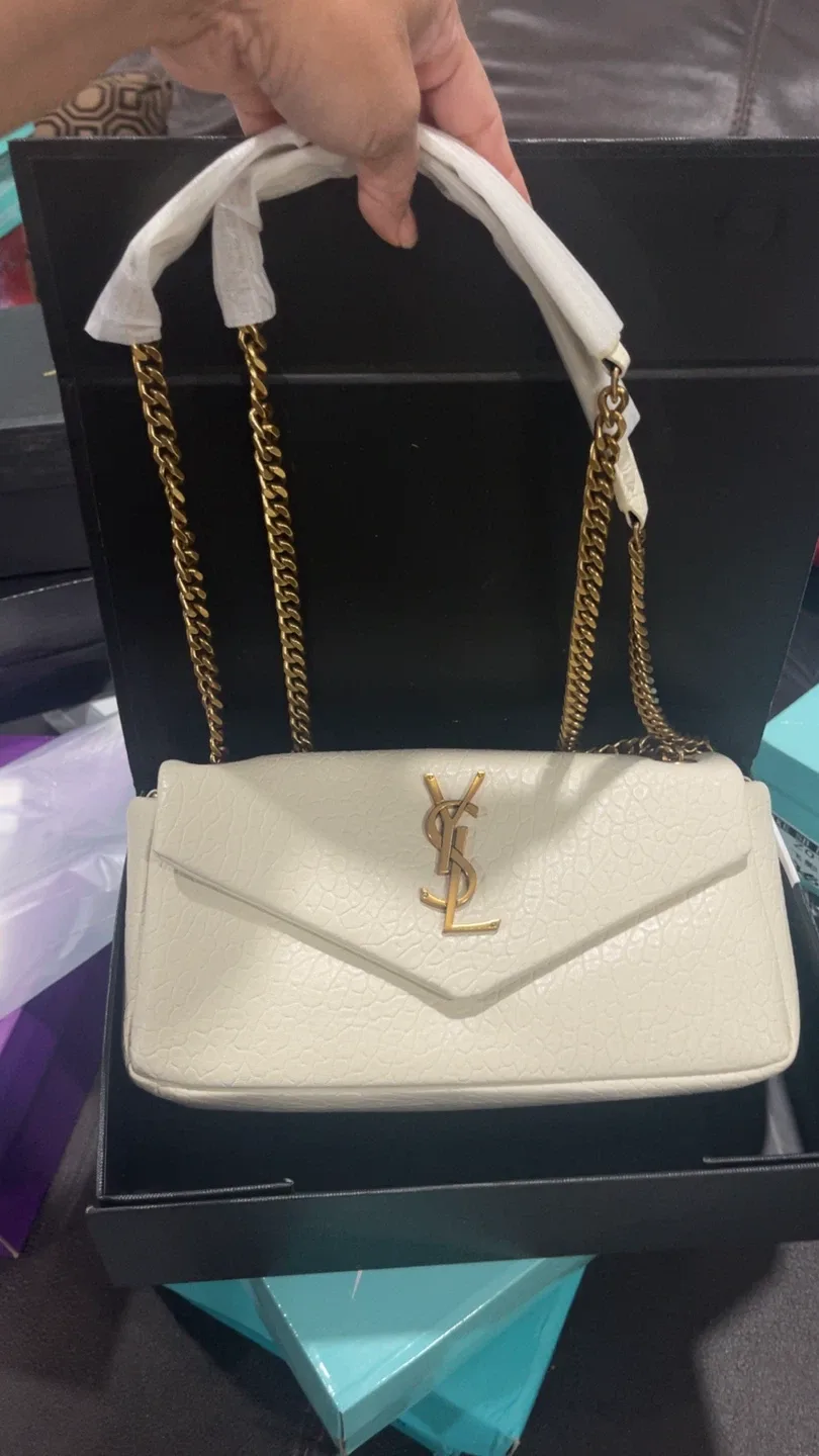 Saint Laurent White Leather Shoulder Bag image indicator(6)