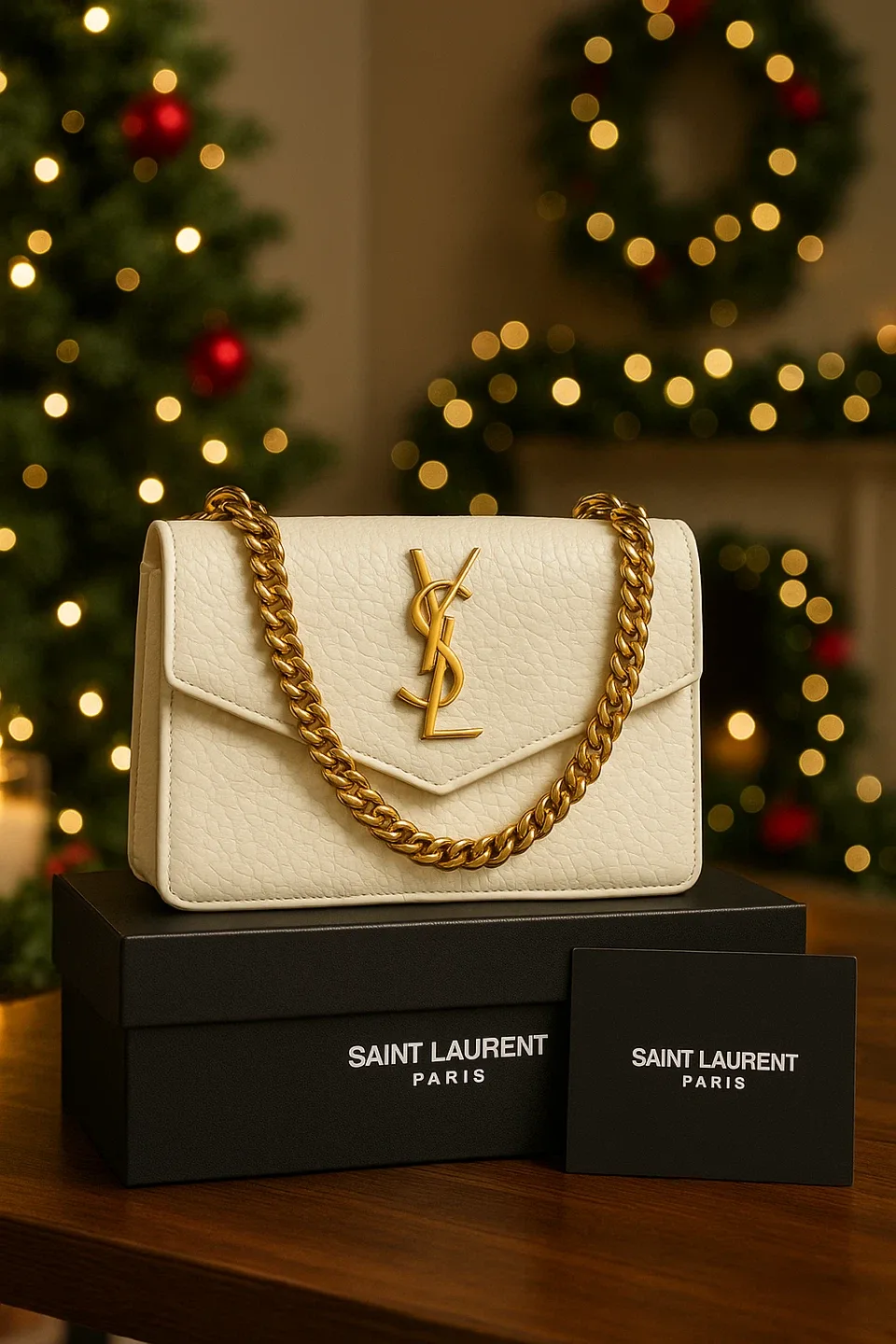 Saint Laurent White Leather Shoulder Bag image indicator(5)